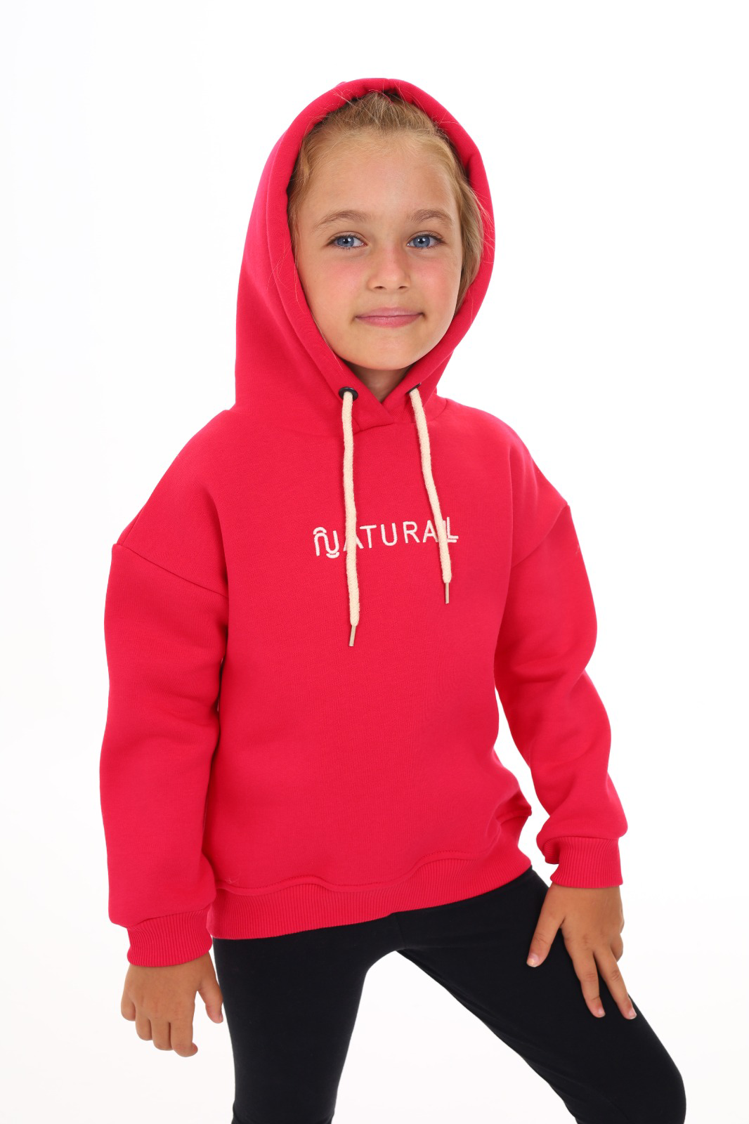 Toontoy Kız Çocuk Kapüşonlu Natural Nakışlı Sweatshirt