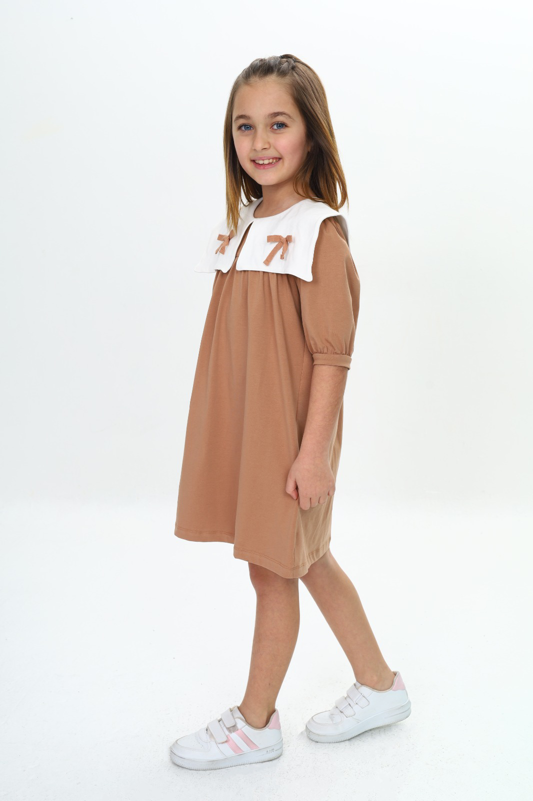 Toontoy Kız Çocuk Yaka Detaylı Elbise