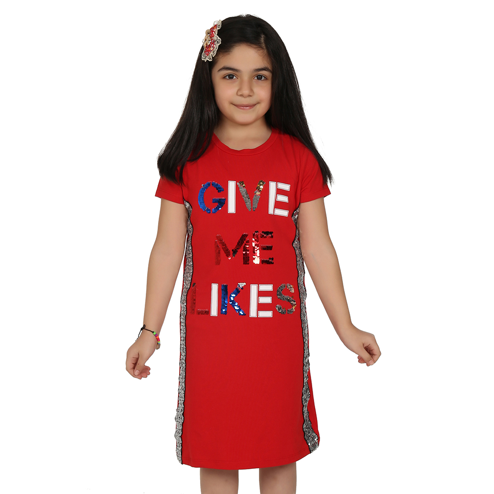 Toontoy Kız Çocuk Gıve Me Pul Nakışlı Elbise