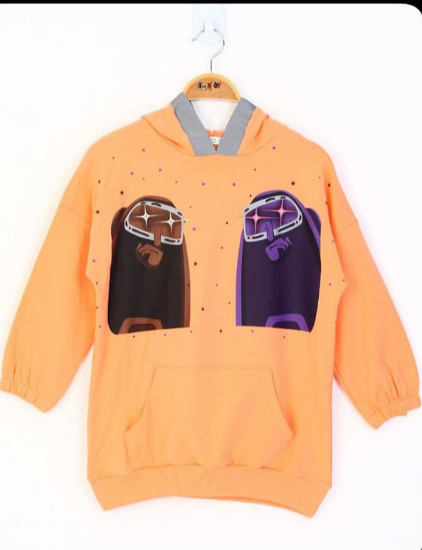 Toontoy Kız Çocuk Robot Reflektörlü Baskılı Sweatshirt