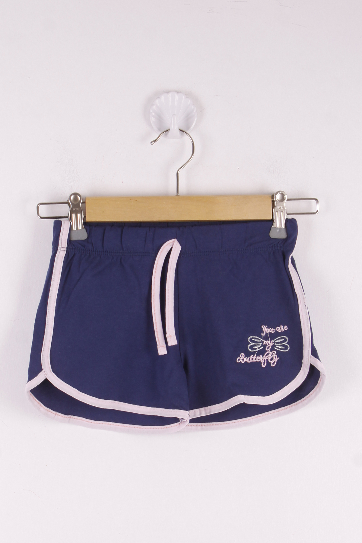 Toontoy  Kız Çocuk Şort Simli Kelebek Nakışlı