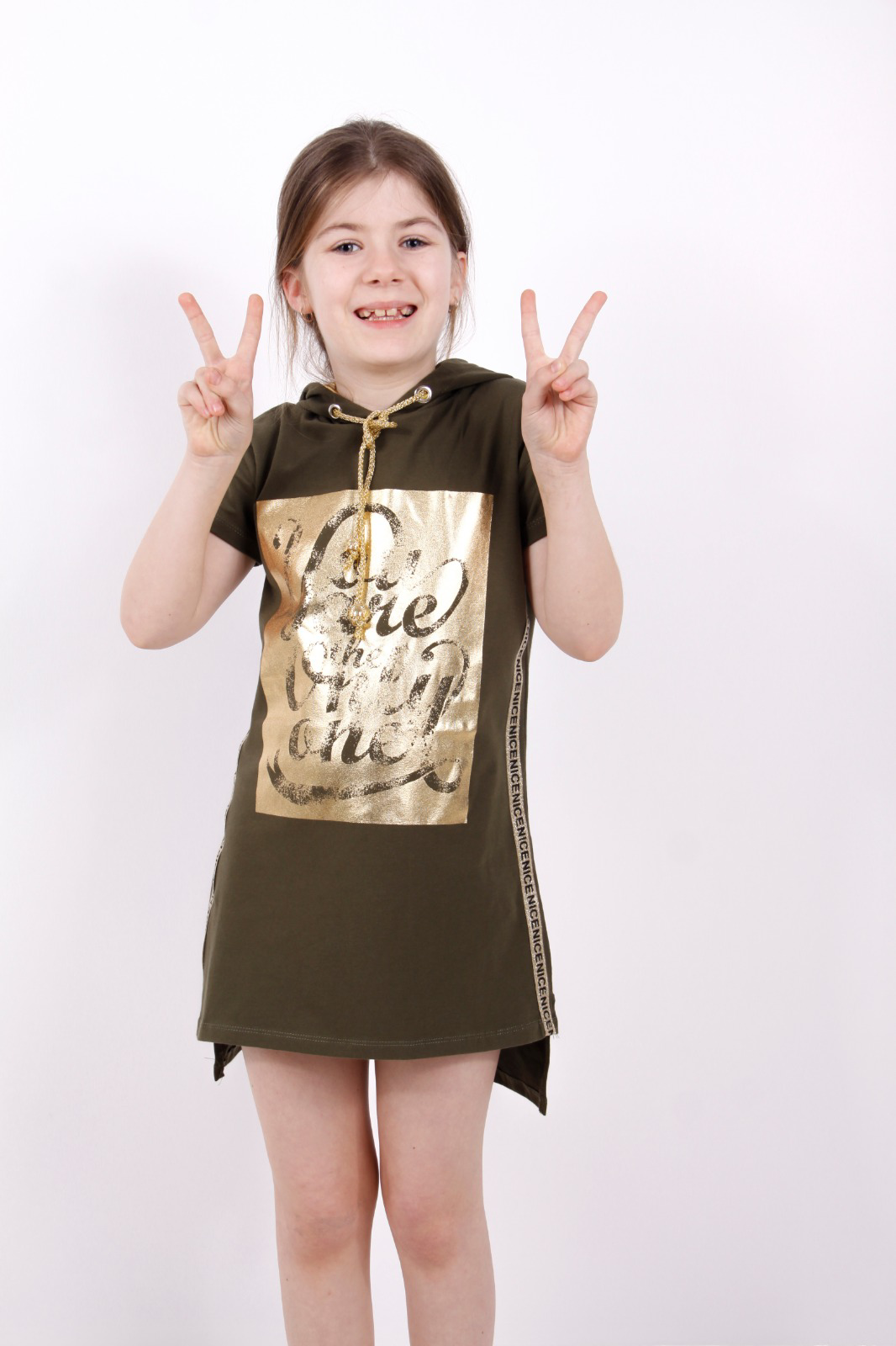 Toontoy Kız Çocuk Varak Baskılı Kapşonlu T-Shirt