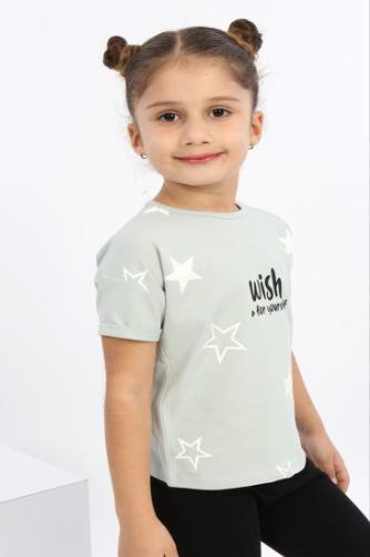 Toontoy Kız Çocuk Wish A For Yourself Yıldız Baskılı Tişört