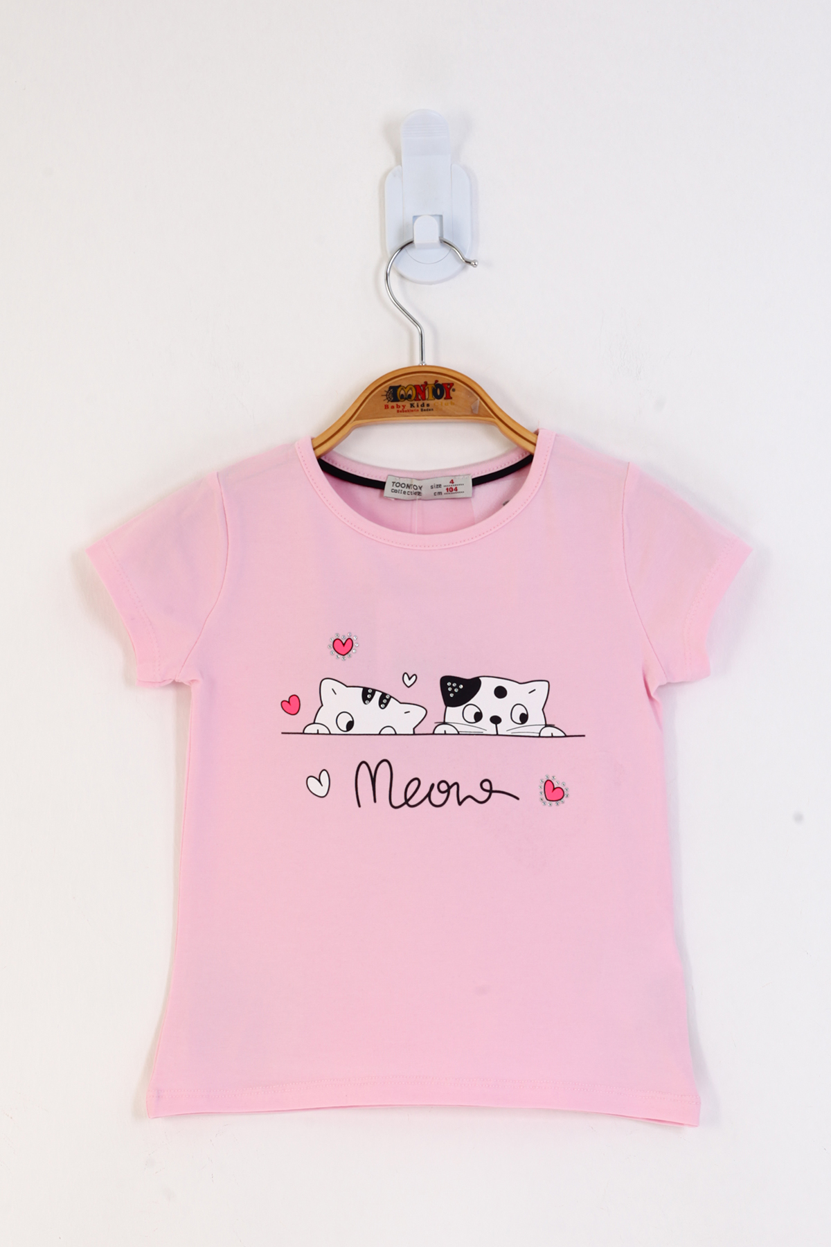 Toontoy Kız Çocuk Kedi Baskılı Tişört