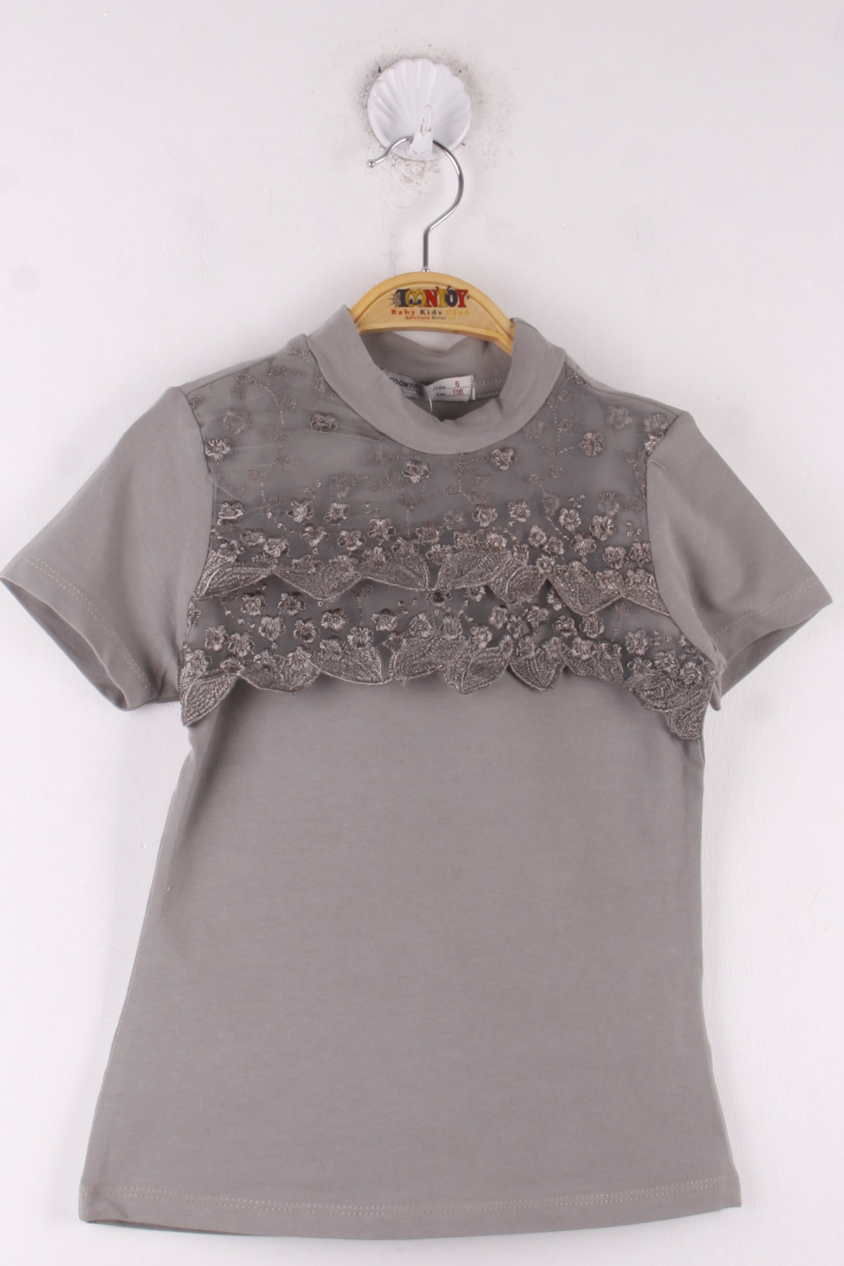 Toontoy Kız Çocuk Önü Dantelli T-Shirt