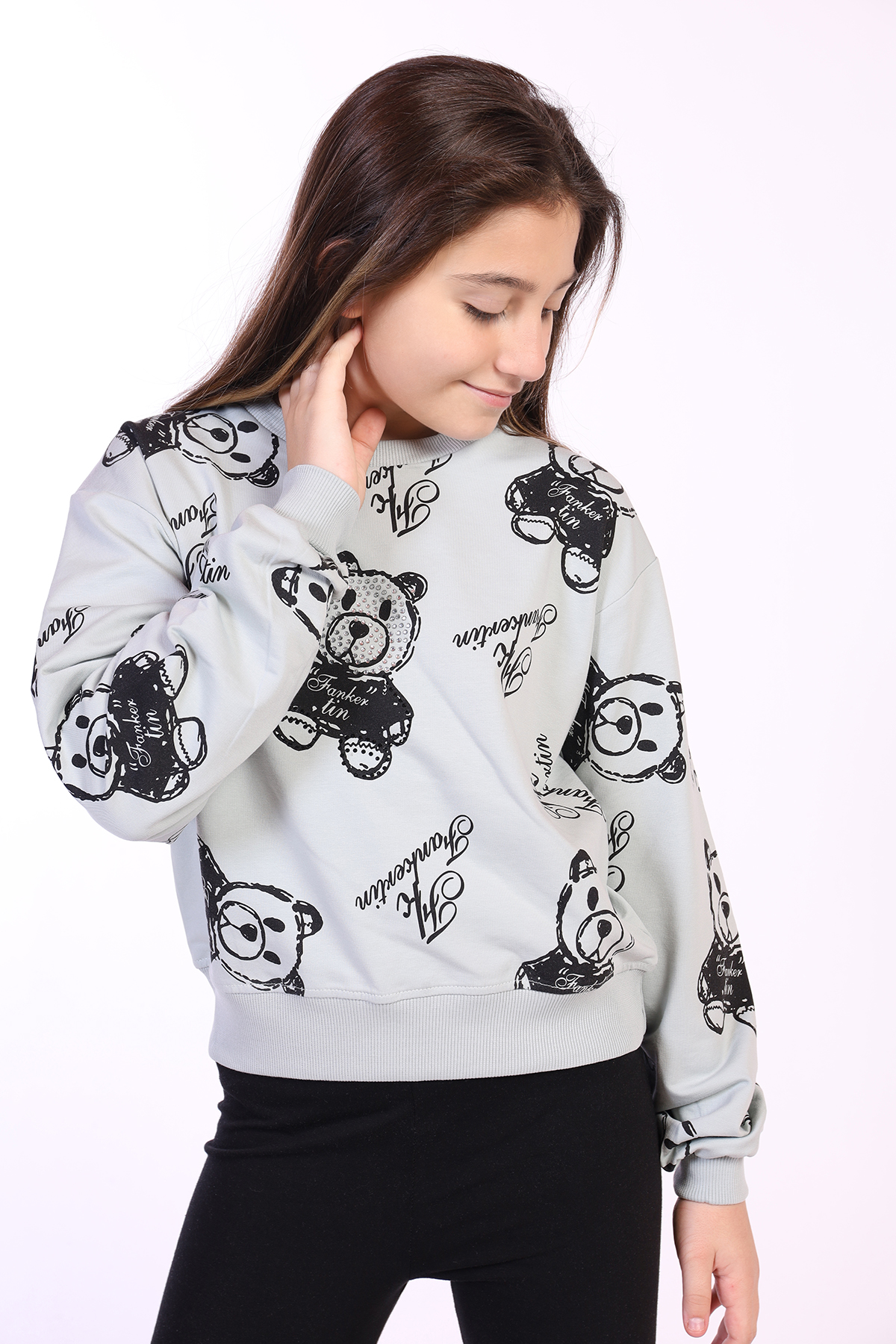 Toontoy Kız Çocuk Ayıcık Baskılı Sweatshirt