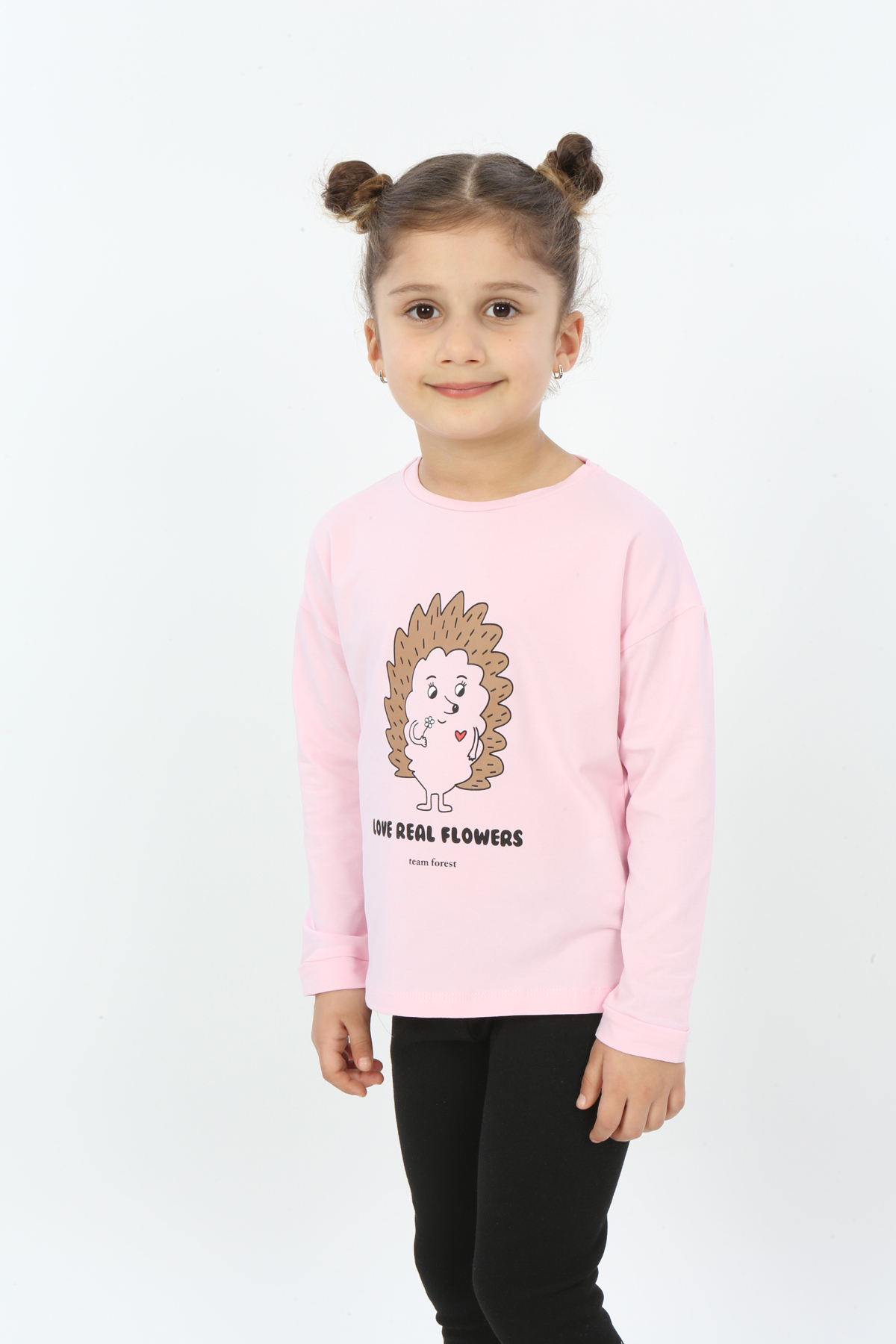 Toontoy Kız Çocuk Kirpi Baskılı Tişört