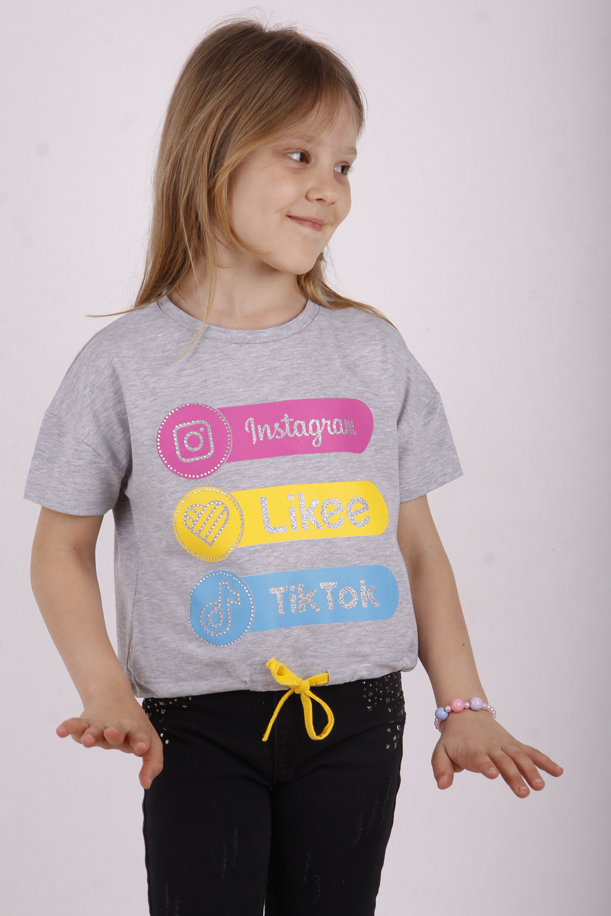 Toontoy Kız Çocuk Instagram Baskılı Tişört