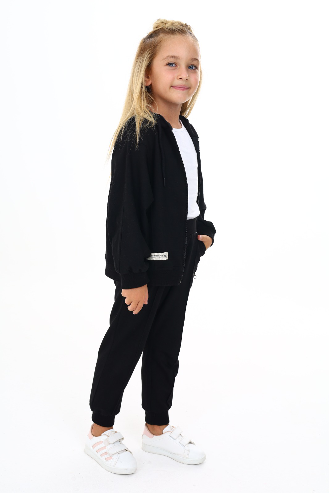 Toontoy  Kız Çocuk Yarasa Kol Armalı Eşofman Takım