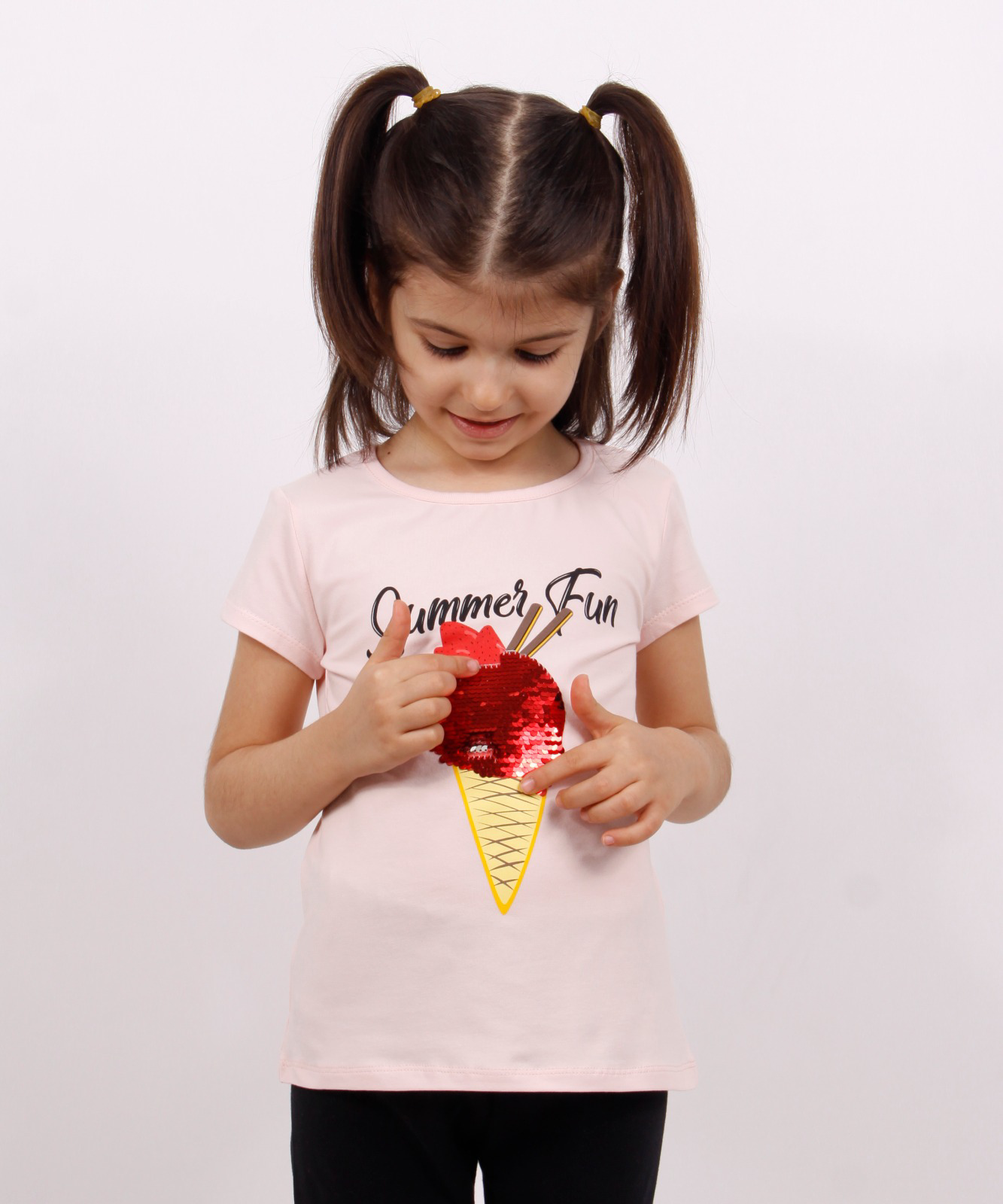Toontoy Kız Çocuk Dondurma Baskılı Tişört