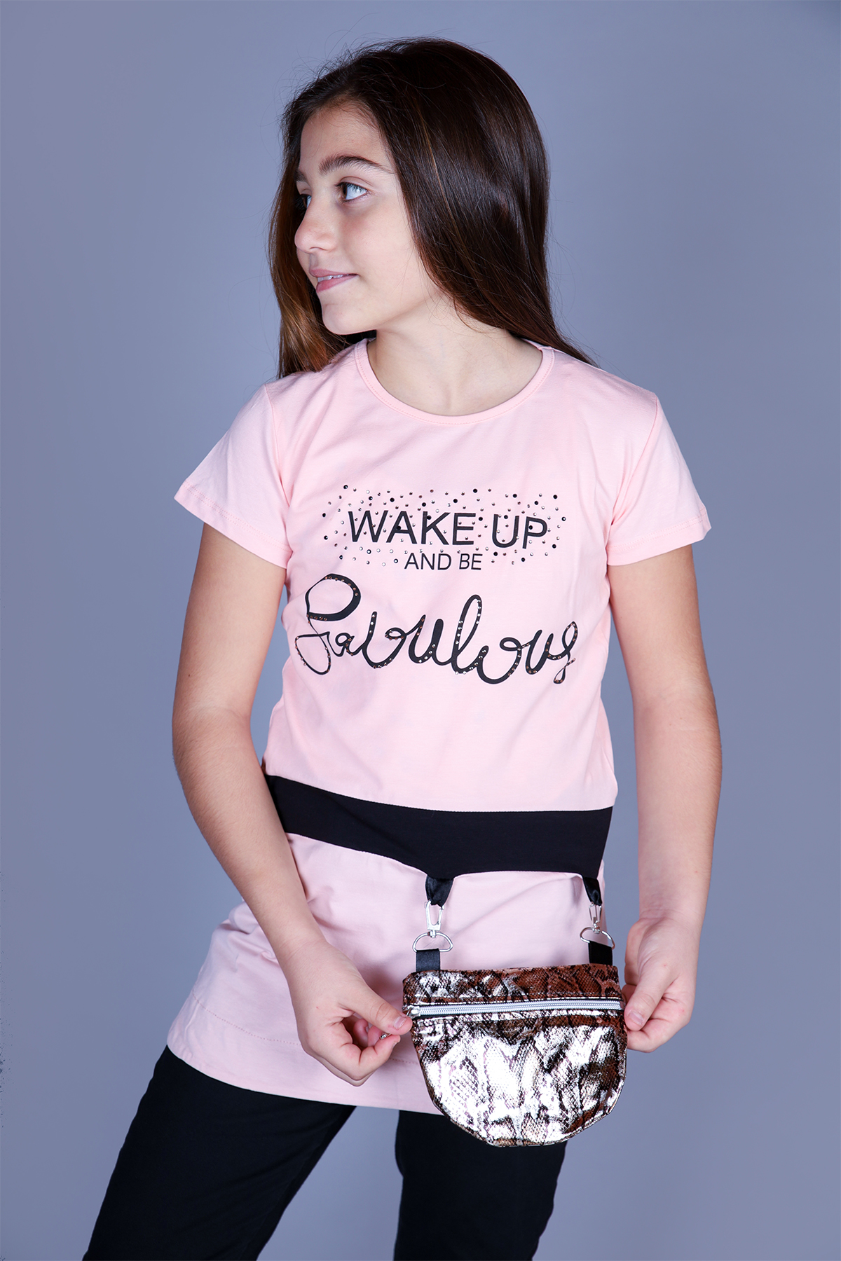 Toontoy  Kız Çocuk T-Shirt Önü Çantalı