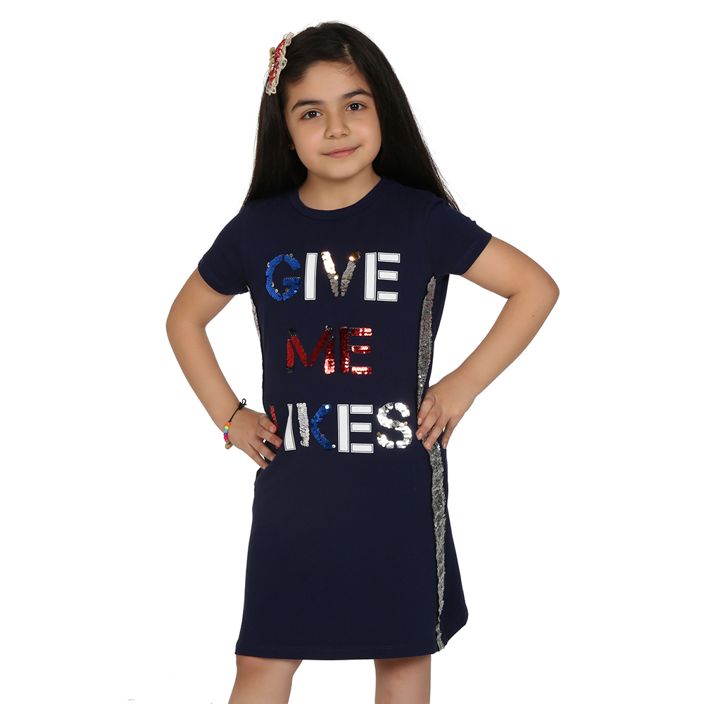 Toontoy Kız Çocuk Gıve Me Pul Nakışlı Elbise