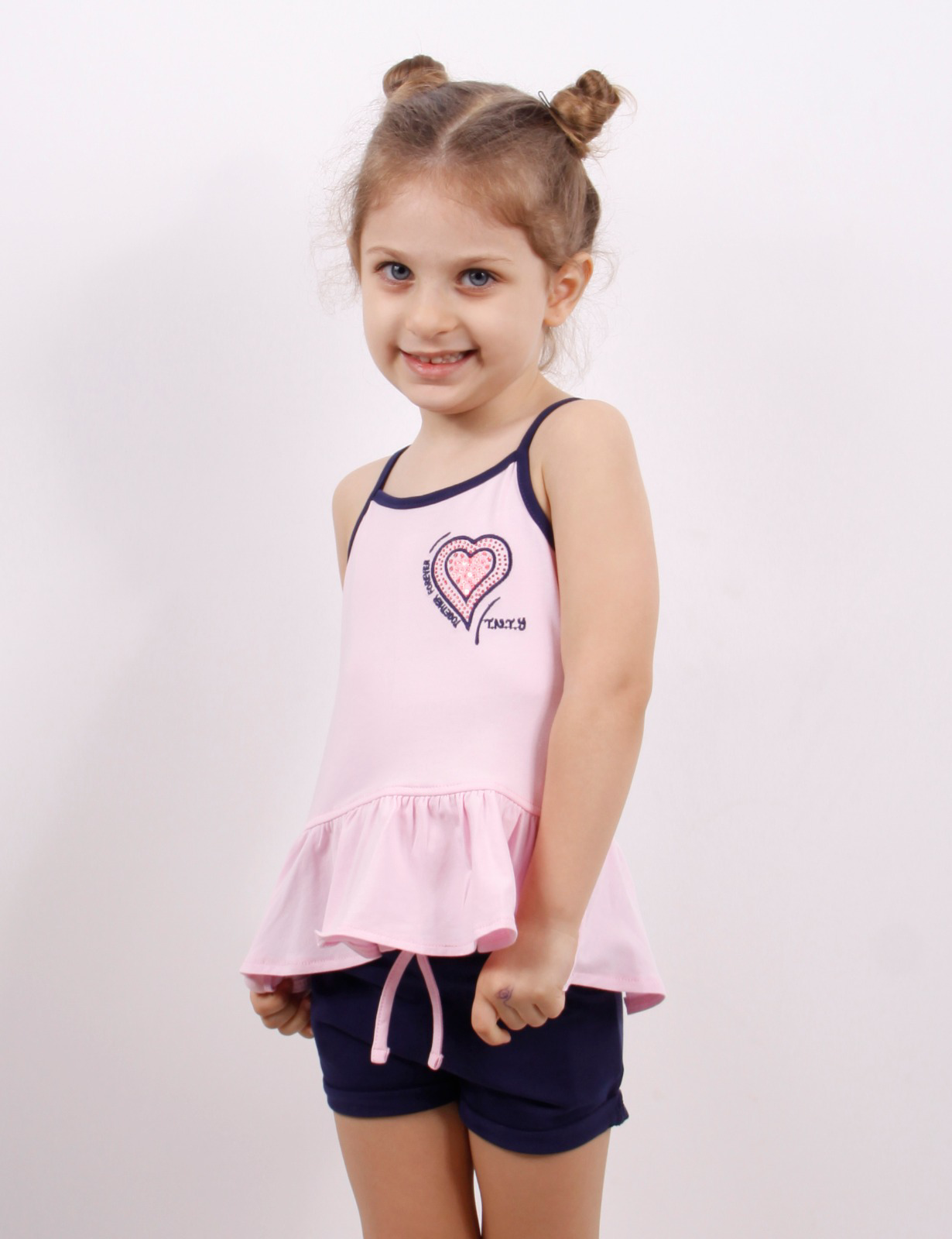 Toontoy Kız Çocuk Kalp Nakışlı Şortlu Takım