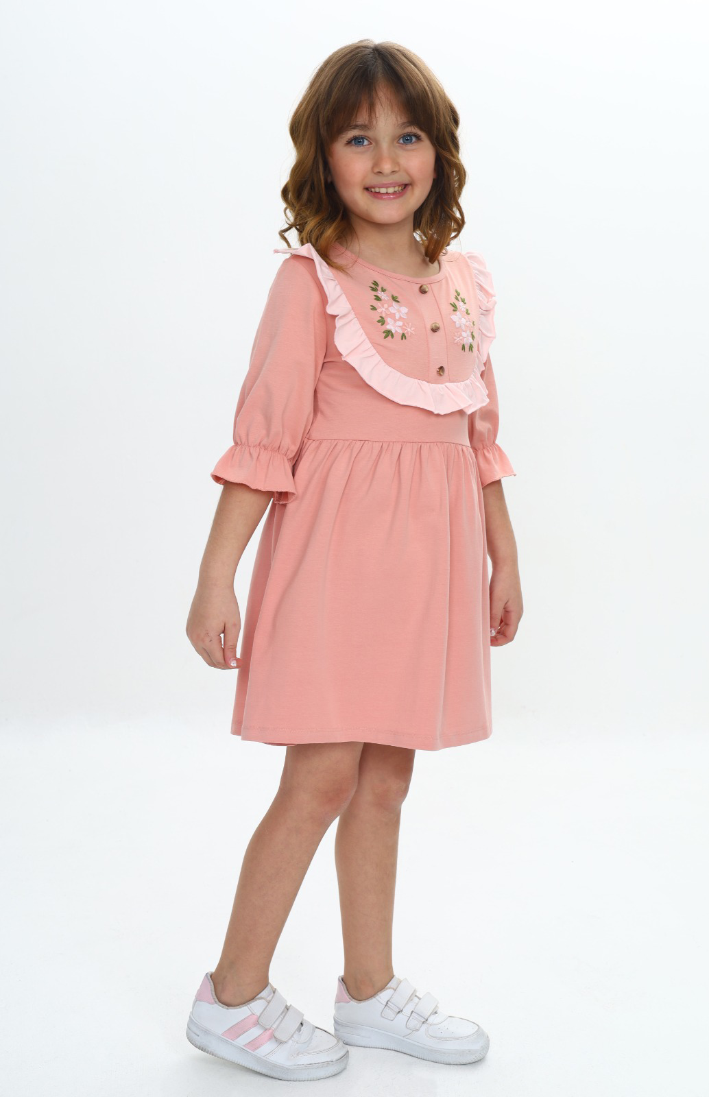 Toontoy Kız Çocuk Nakış Desenli Elbise