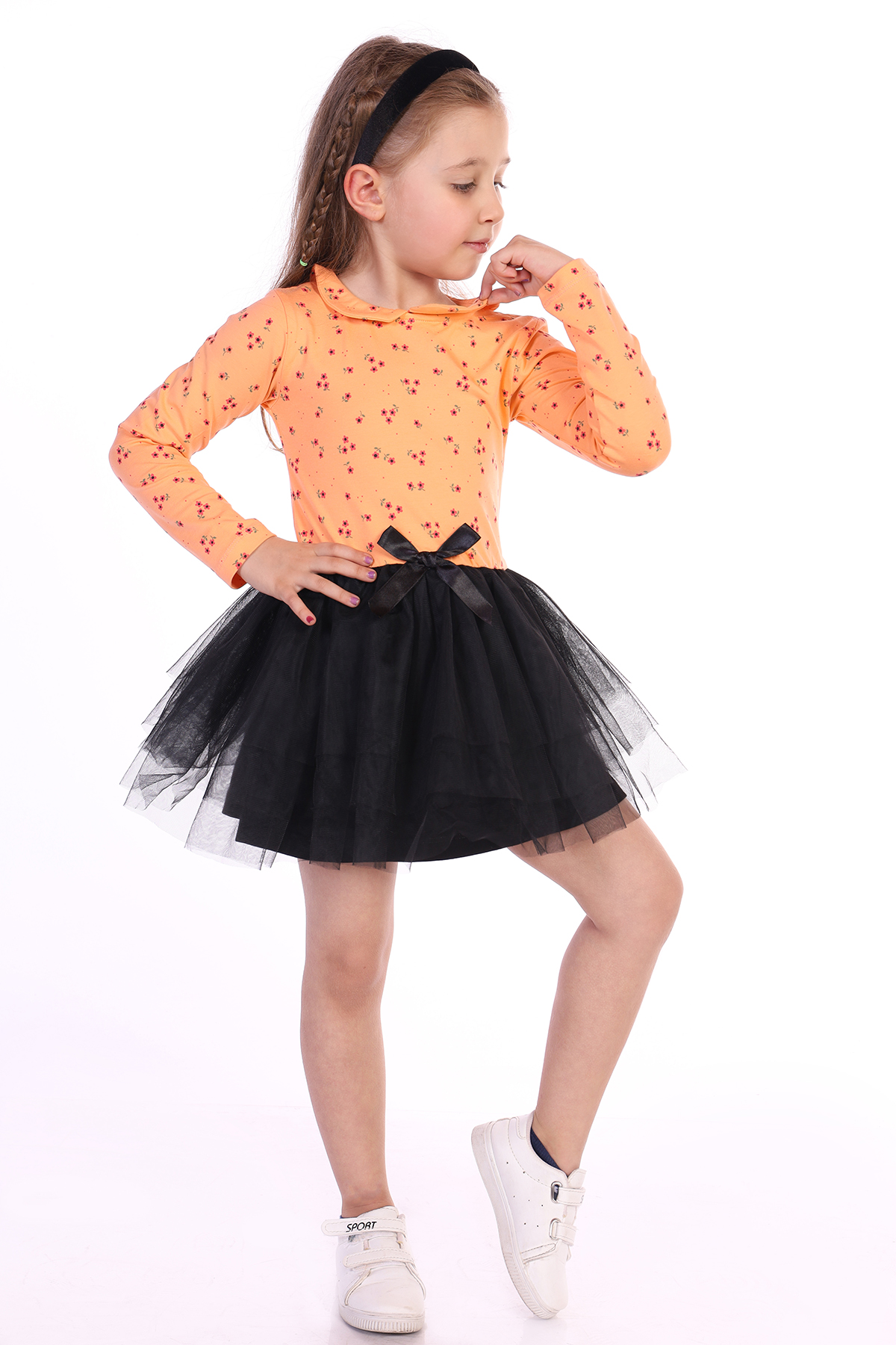 Toontoy Kız Çocuk Çiçek Desenli Tüllü Elbise