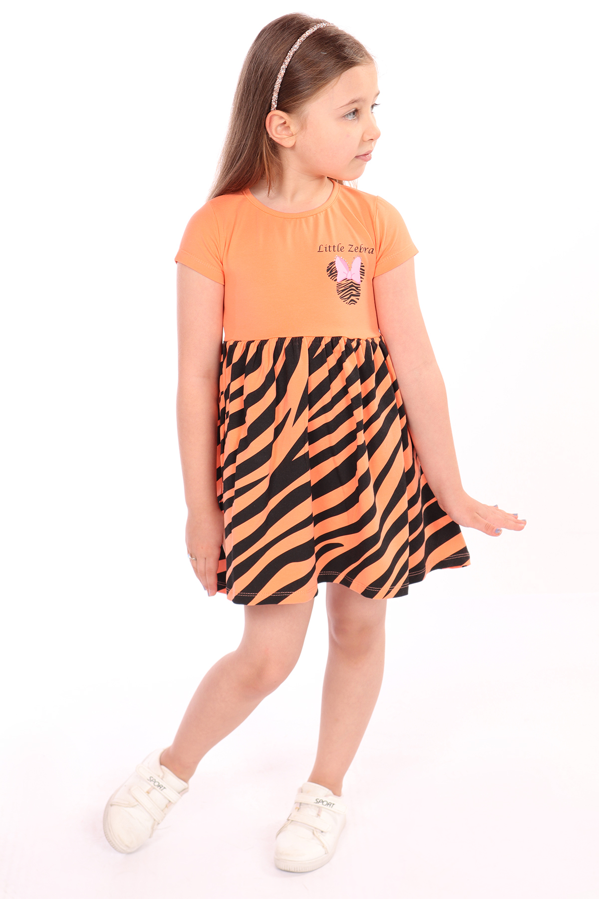 Toontoy Kız Çocuk Little Yazılı Etek Kısmı Zebra Desen Baskılı El