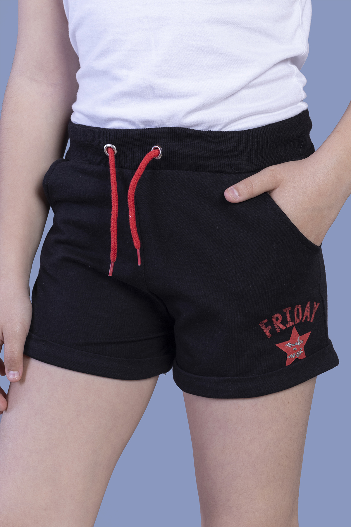 Toontoy Kız Çocuk İki Yanı Cepli Baskılı Şort