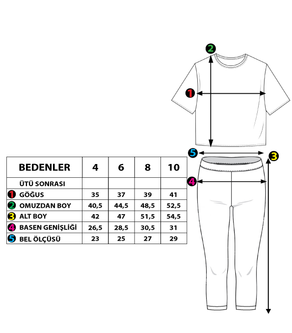 Toontoy  Kız Çocuk Şerit Detaylı Renkli Baskılı Taytlı Takım