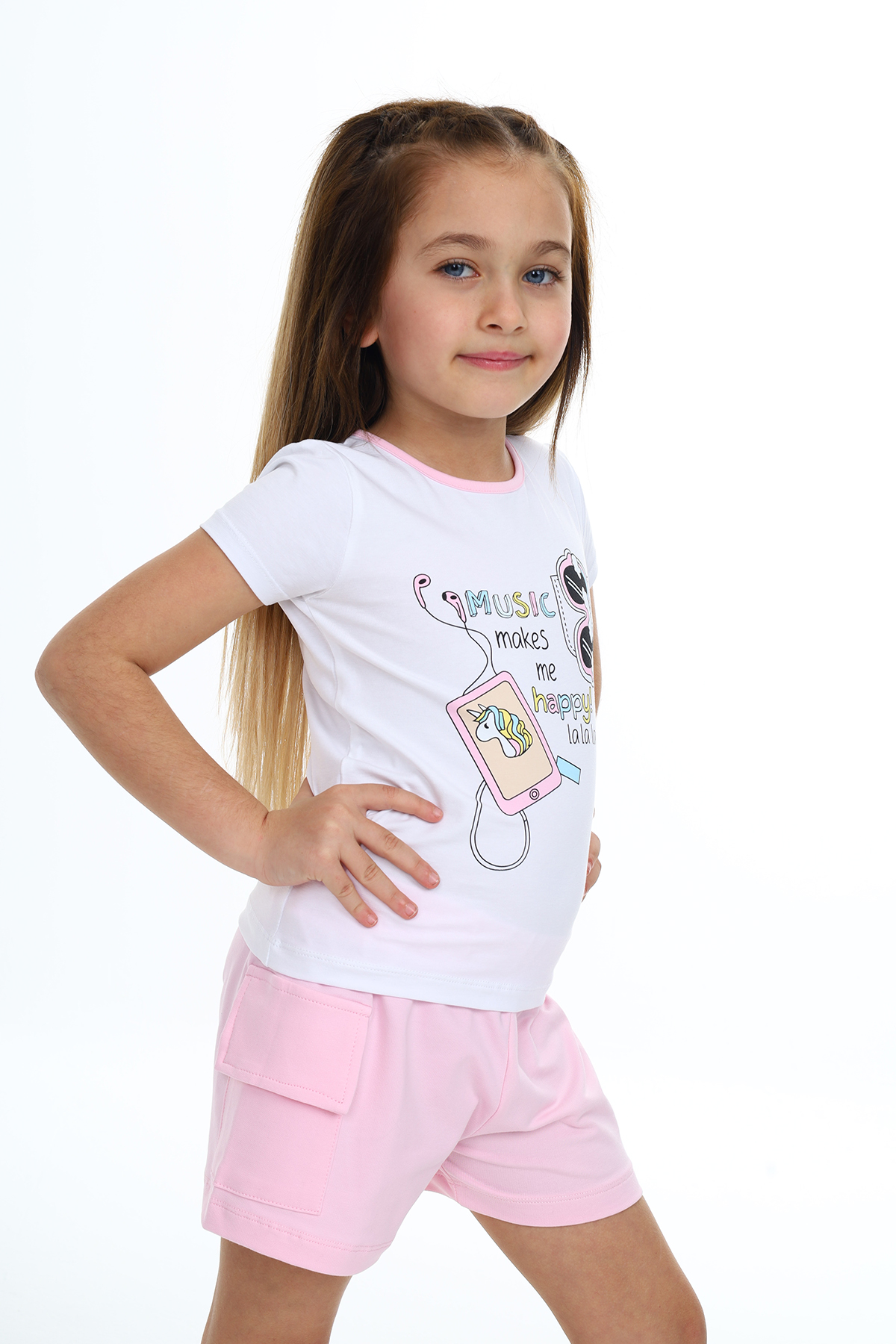 Toontoy  Kız Çocuk Mucıs Makes Me Happy  Baskılı Şortlu Takım