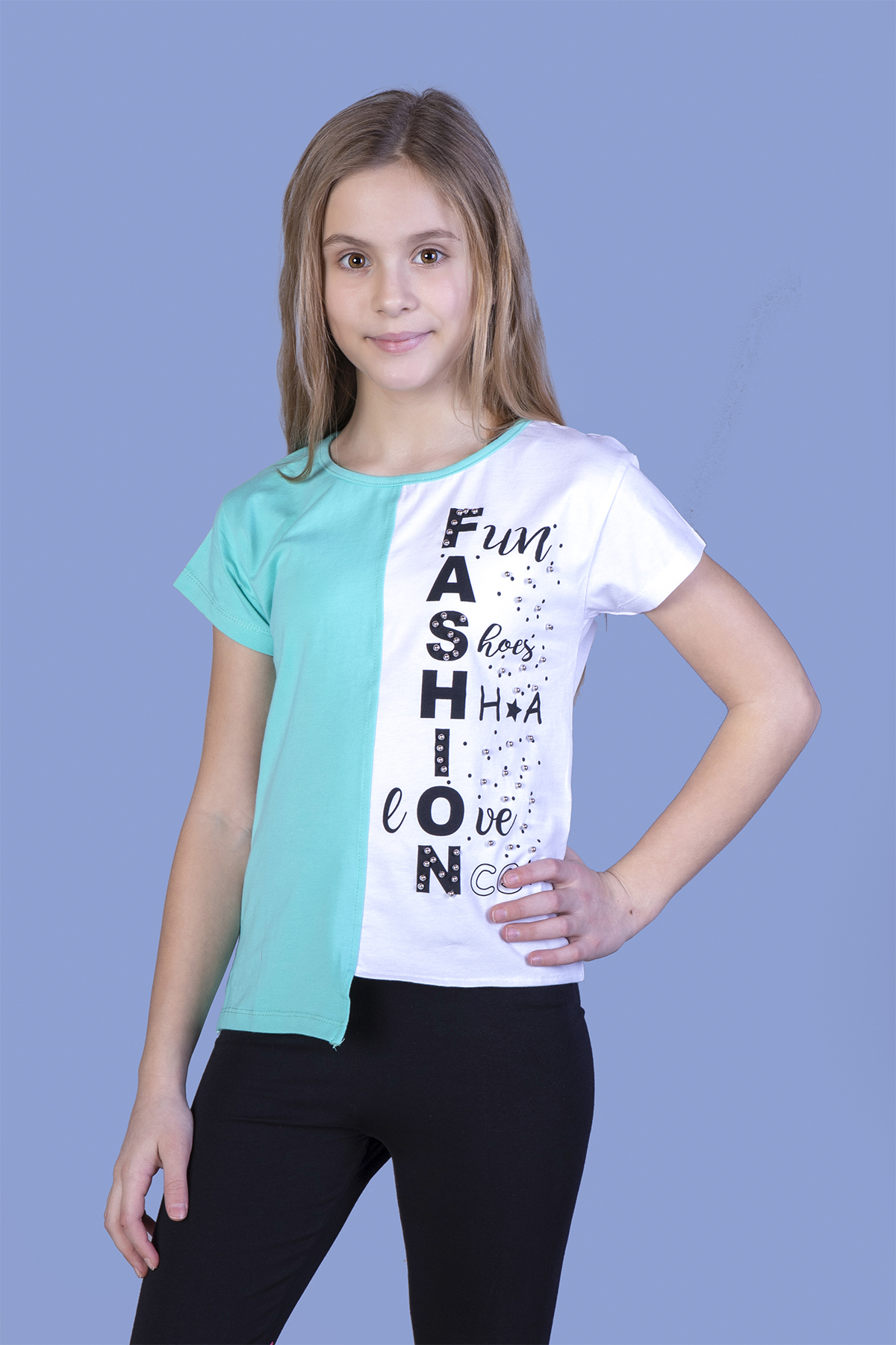 Toontoy Kız Çocuk Fasihon Garni Tişört