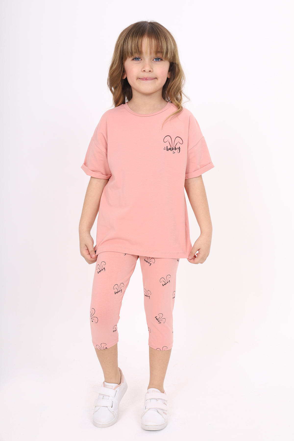 Toontoy Kız Çocuk Bunny Baskılı Kaprili Takım