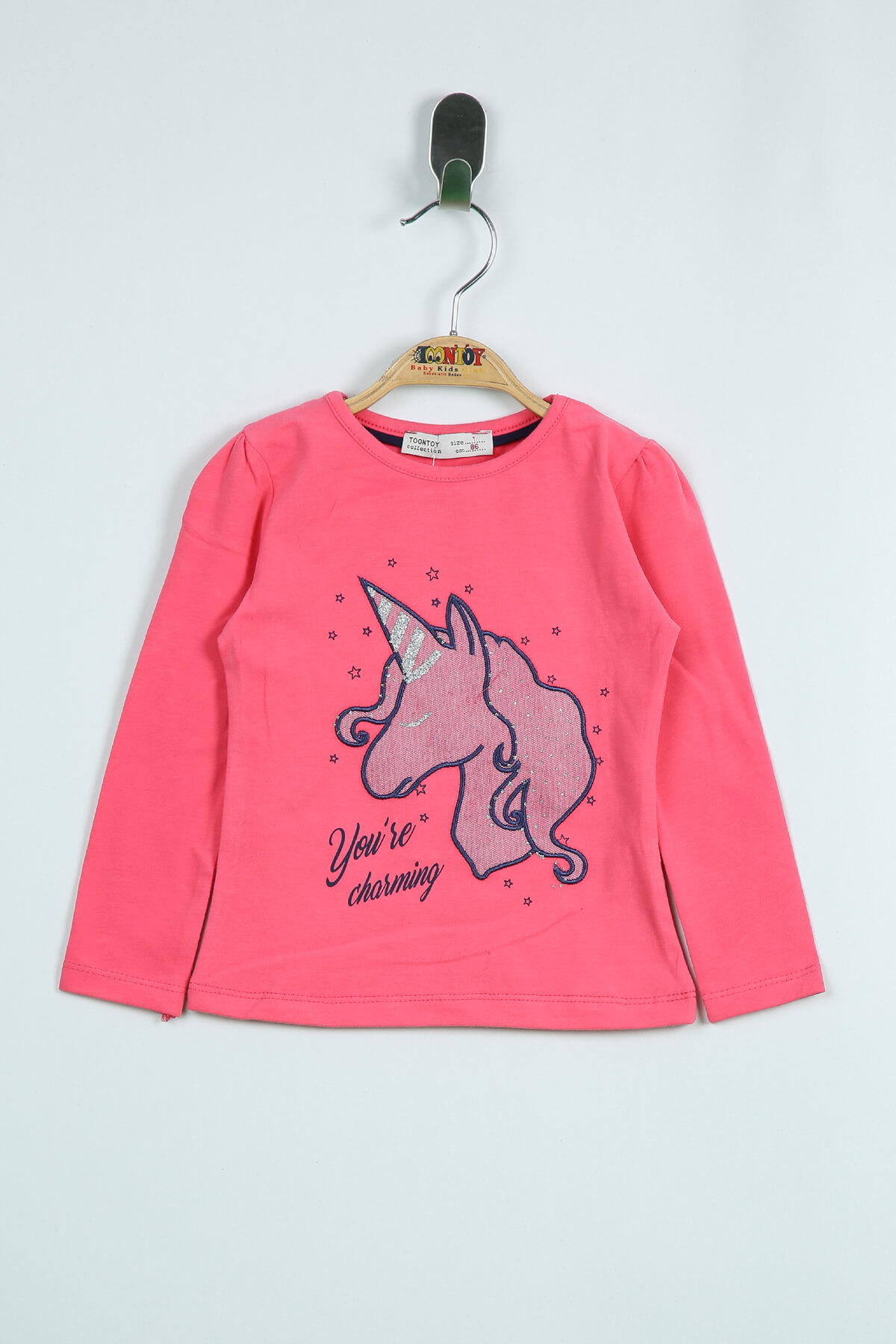 Toontoy Kız Çocuk Tişört Unicorn Nakışlı