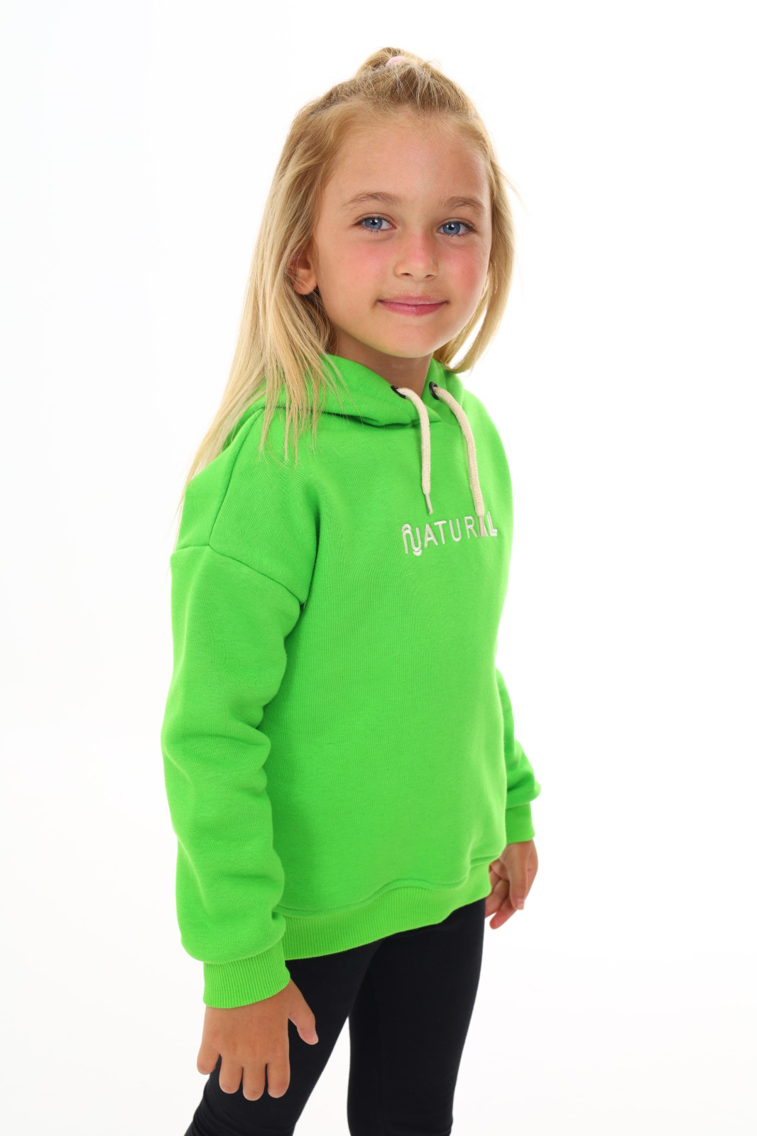 Toontoy Kız Çocuk Kapüşonlu Natural Nakışlı Sweatshirt