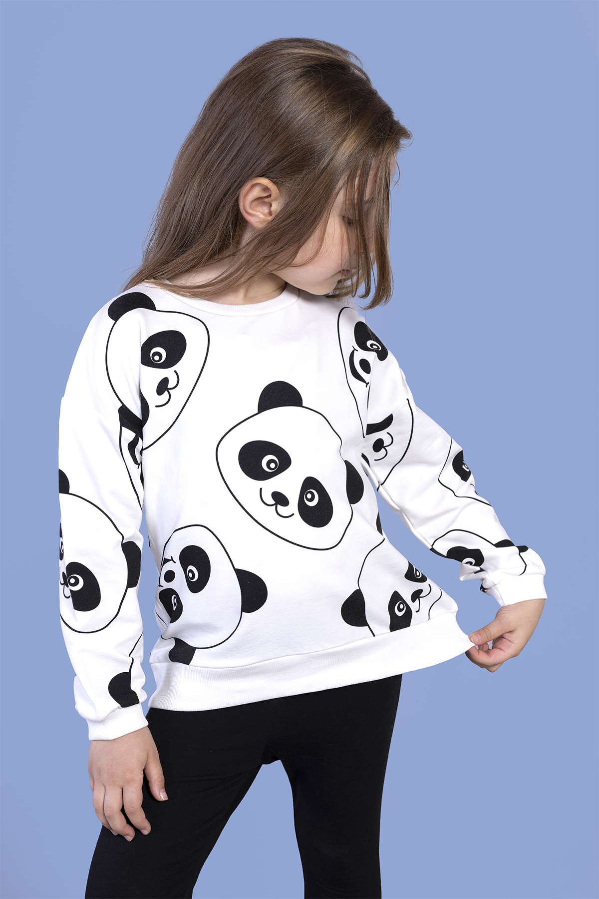Toontoy Kız Çocuk Panda Baskılı Sweatshirt