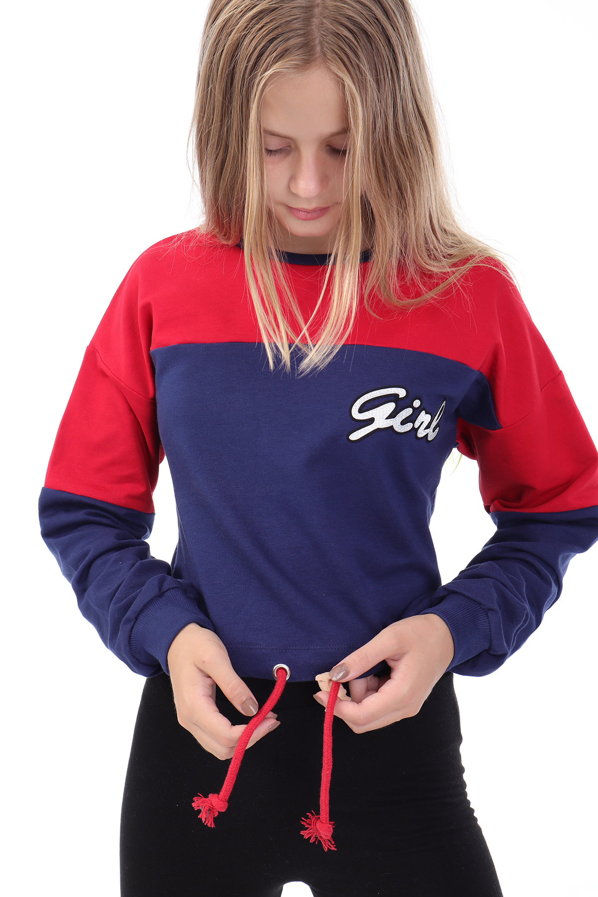 Toontoy Kız Çocuk Varaklı Girl Baskılı Sweatshirt