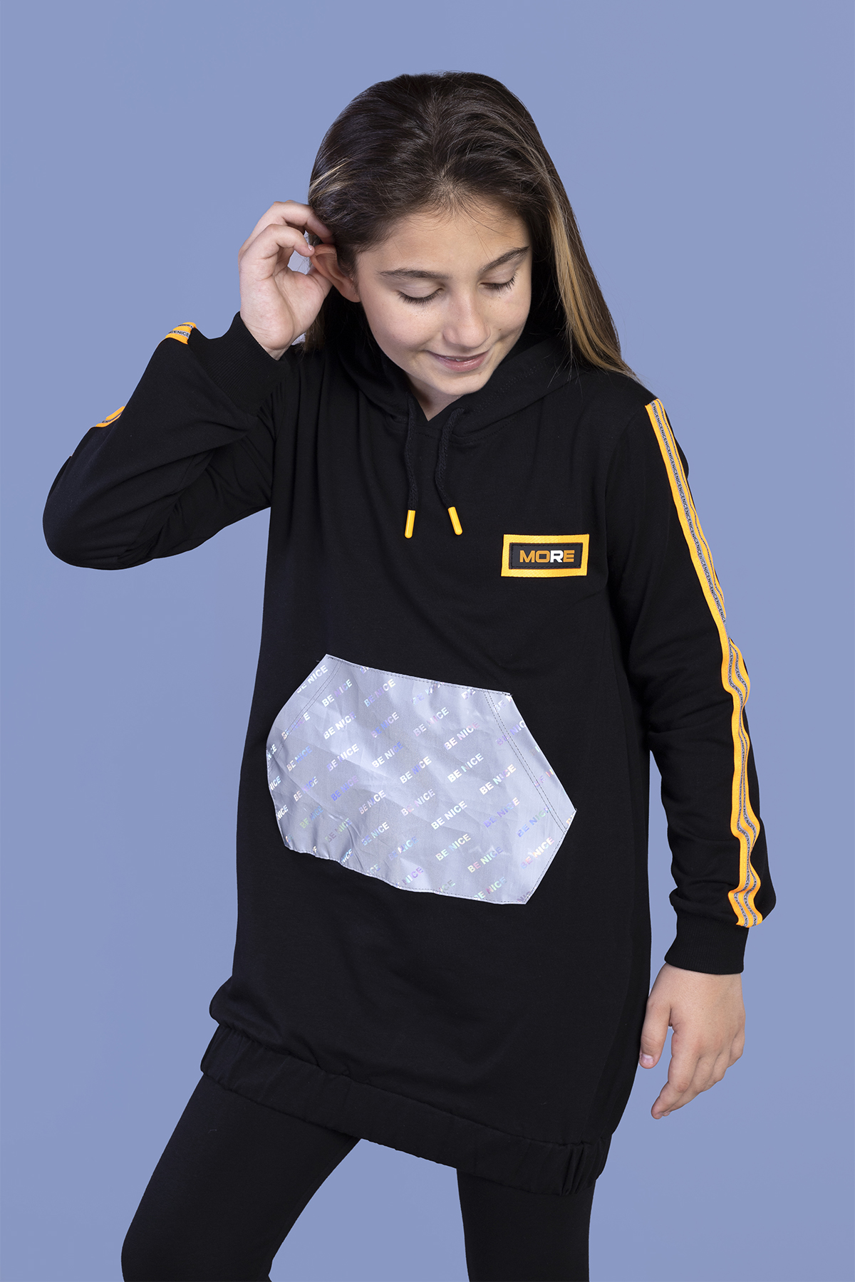 Toontoy Kız Çocuk Kanguru Cepli Reflektör Detaylı Sweatshirt