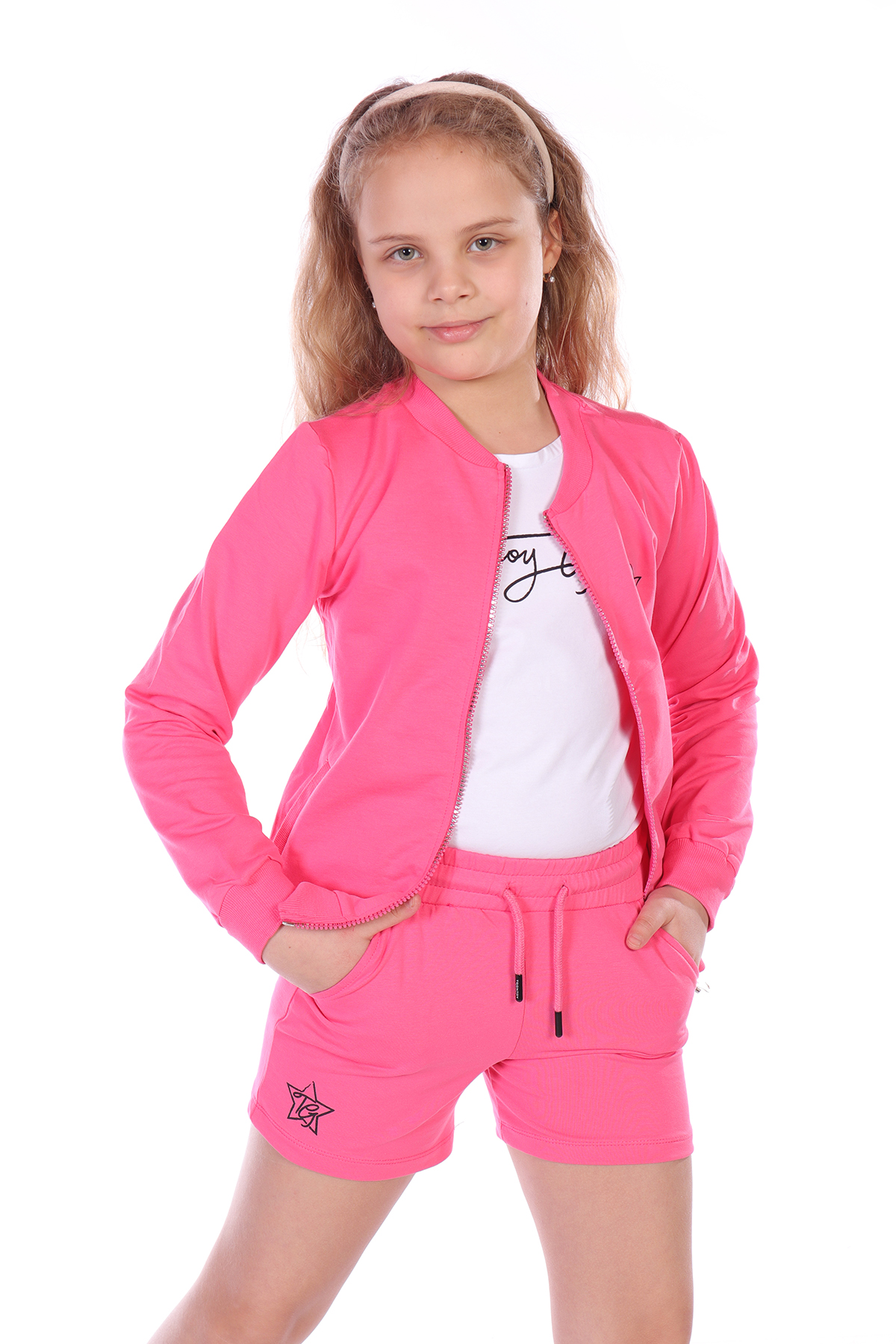 Toontoy Kız Çocuk Yıldız Baskılı Üçlü Şortlu Takım