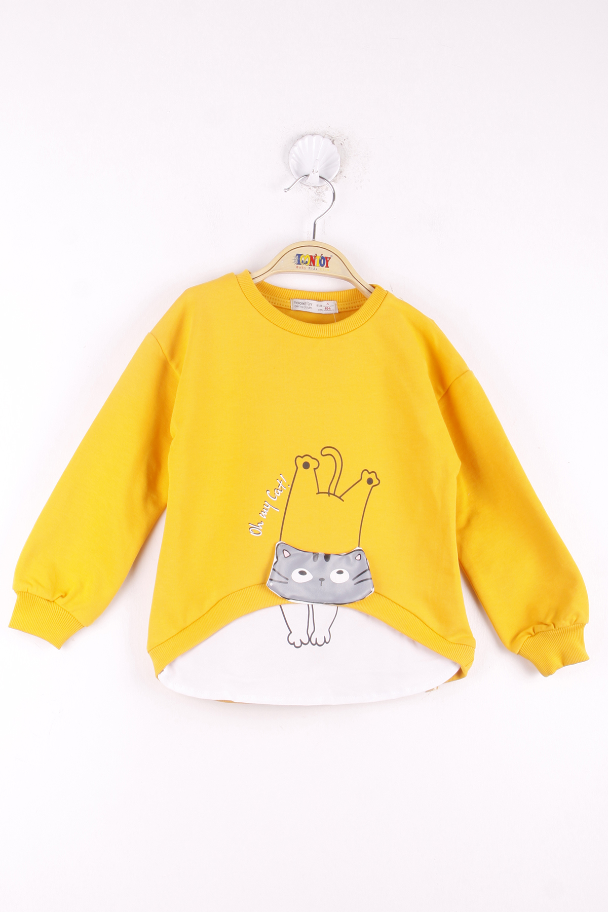 Toontoy Kız Çocuk Kedi Baskılı Sweatshirt