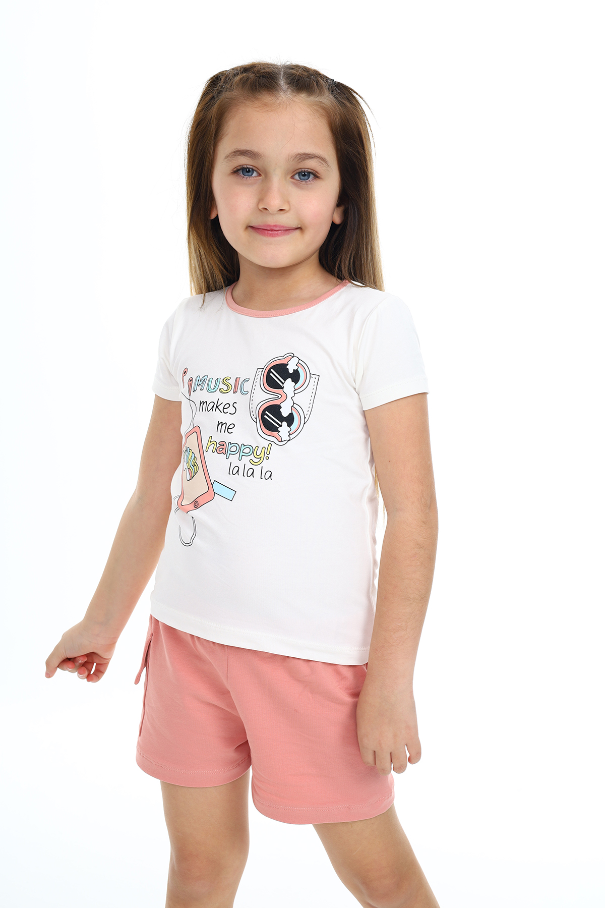 Toontoy  Kız Çocuk Mucıs Makes Me Happy  Baskılı Şortlu Takım