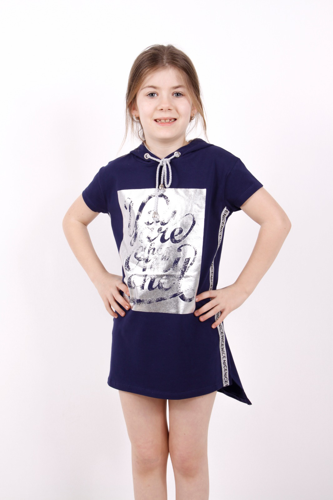 Toontoy Kız Çocuk Varak Baskılı Kapşonlu T-Shirt