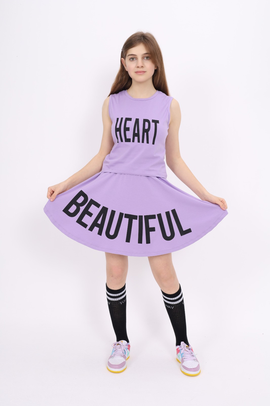 Toontoy Kız Çocuk Baskılı Etekli Takım