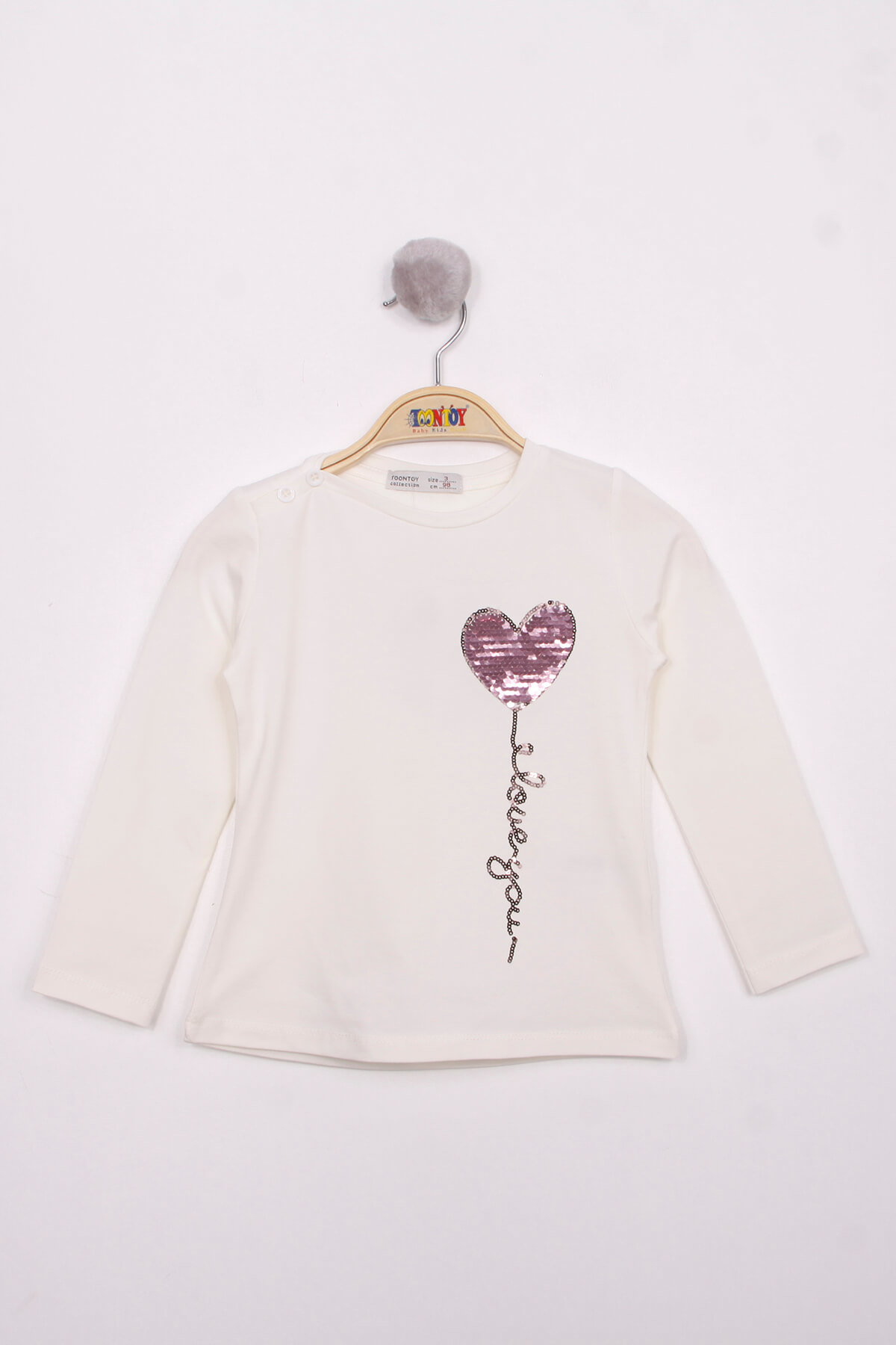 Toontoy Kız Çocuk Göğsü Pul Nakışlı T-Shirt