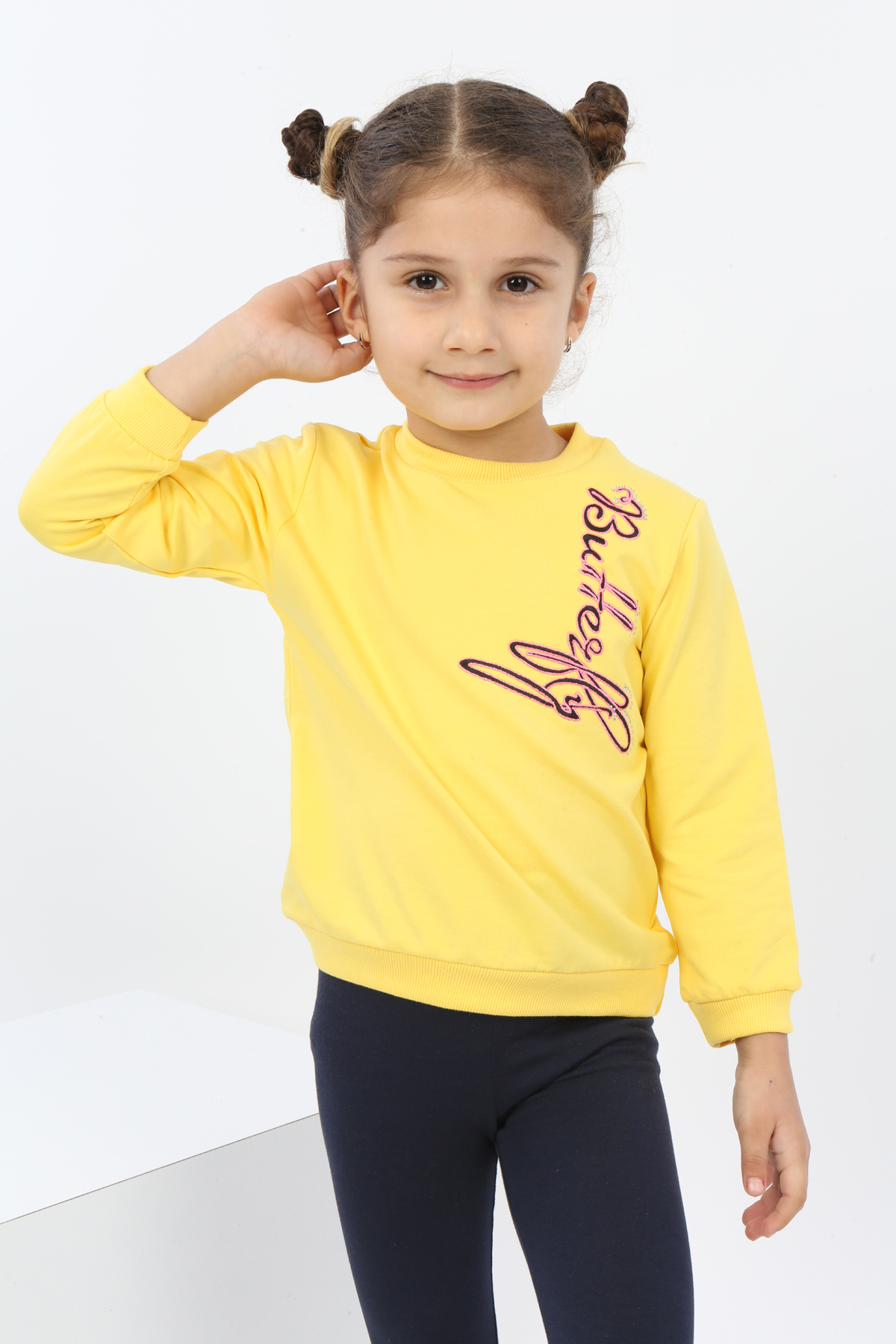 Toontoy Kız Çocuk Butterfly Nakışlı Sweatshirt