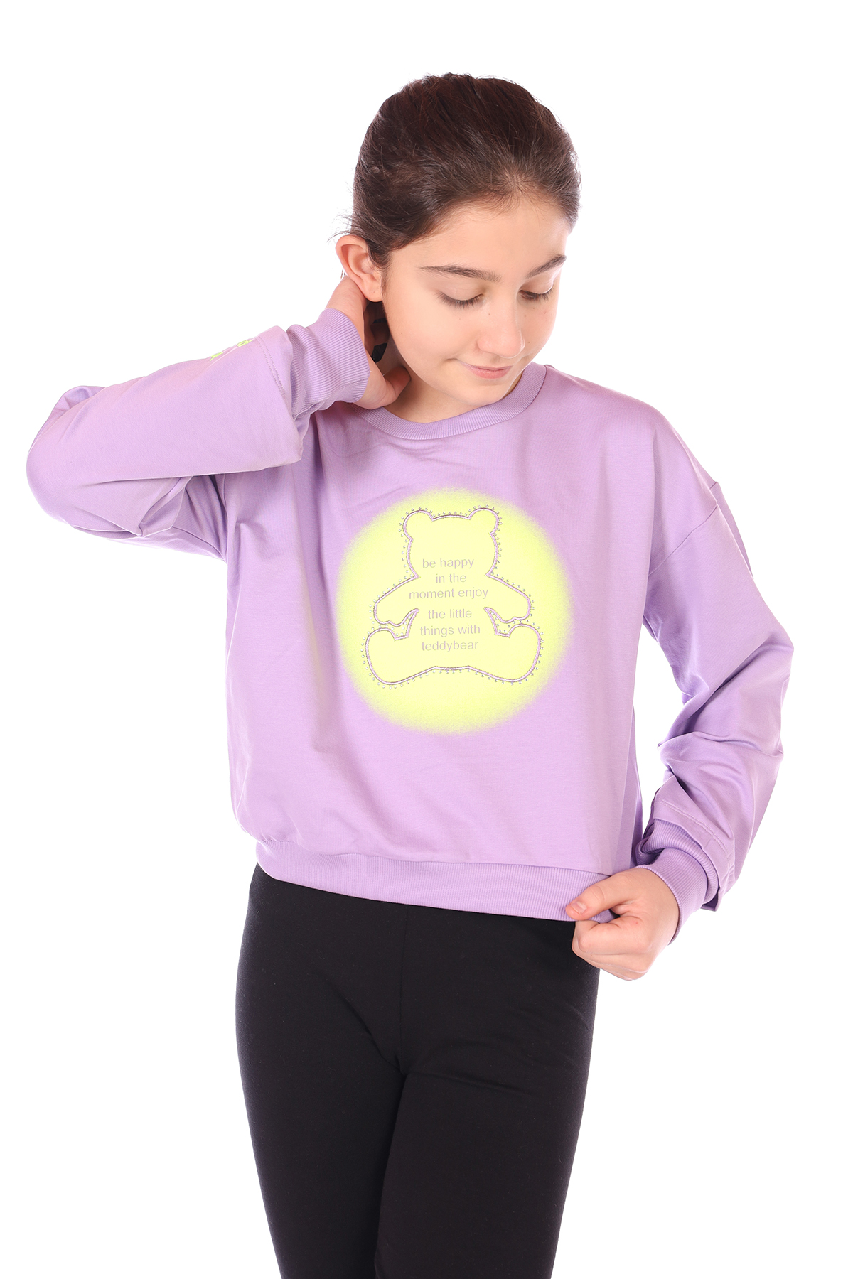 Toontoy Kız Çocuk Ayıcık Baskılı Sweatshirt