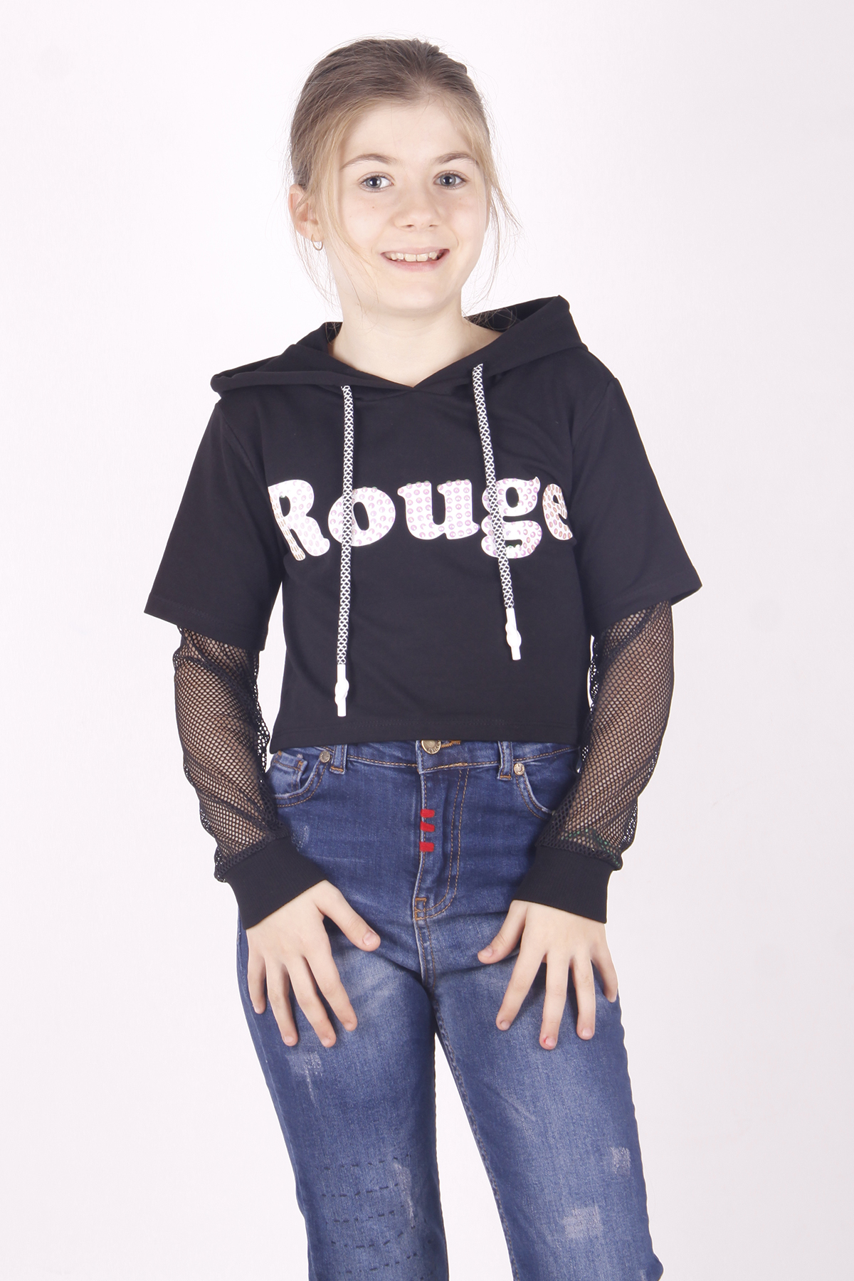 Toontoy Kız Çocuk Rouge Baskılı Kapşonlu Sweatshirt