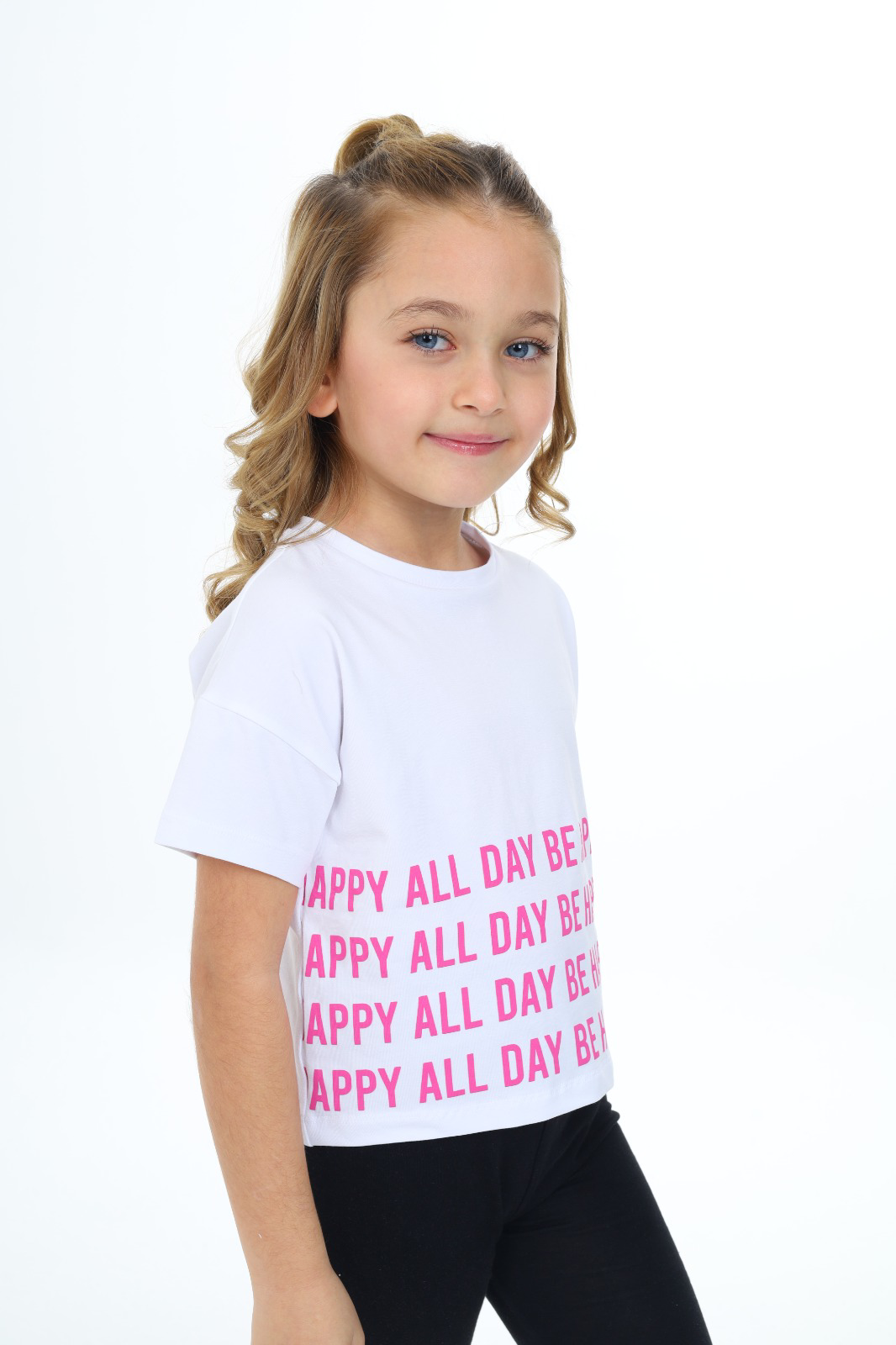 Toontoy Kız Çocuk Happy All Day Baskılı Tişört