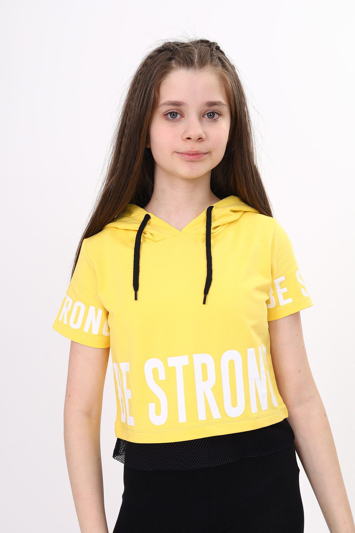 Toontoy Kız Çocuk Be Strong Baskılı Kapüşonlu Tişört