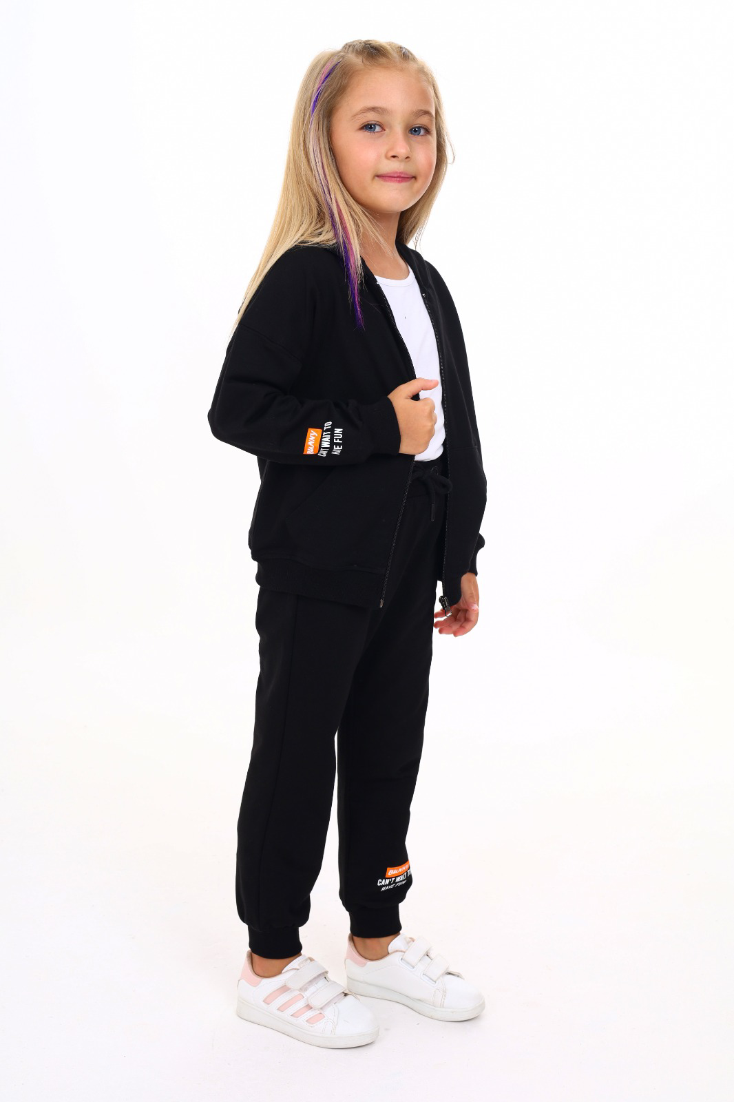 Toontoy Kız Çocuk Armalı Yırtmaç Detaylı 2li Baskılı Elbiseli Tak