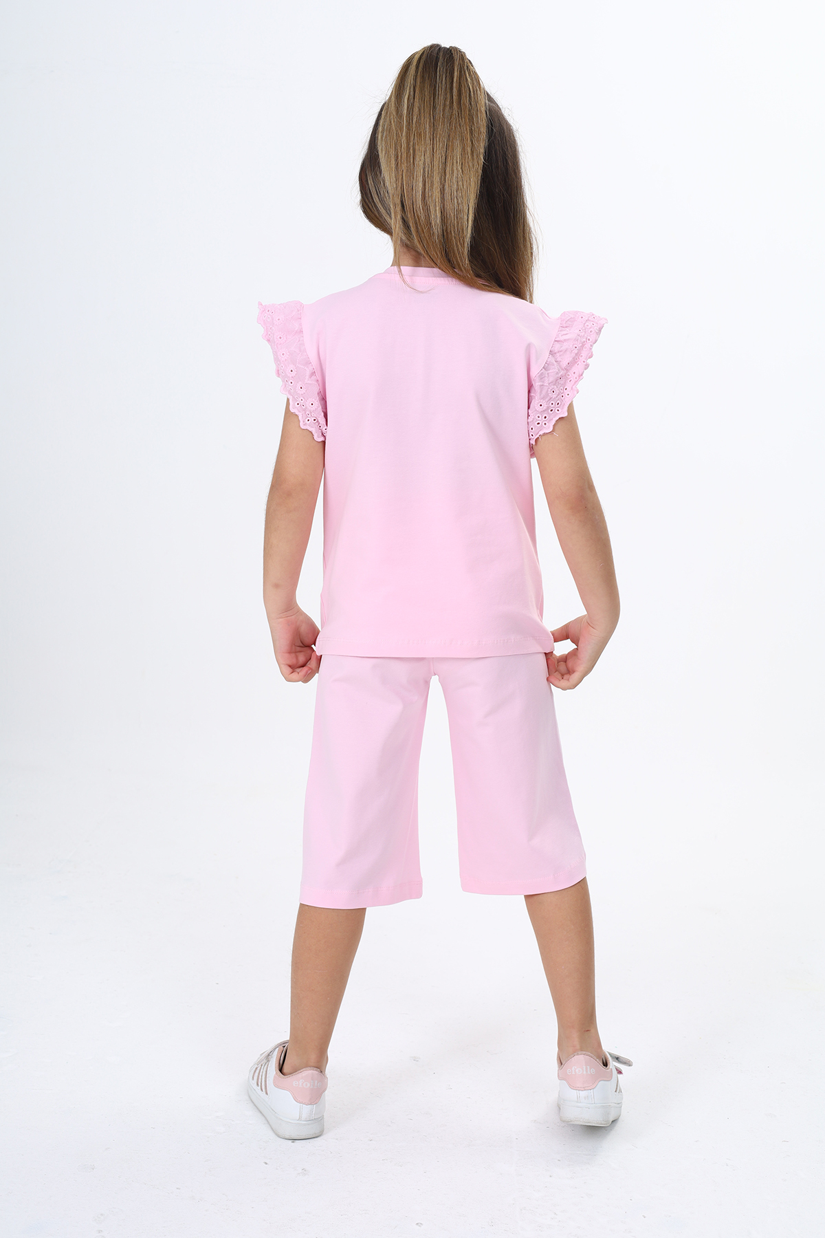 Toontoy Kız Çocuk Kol Güpür Detaylı Kaprili Takım