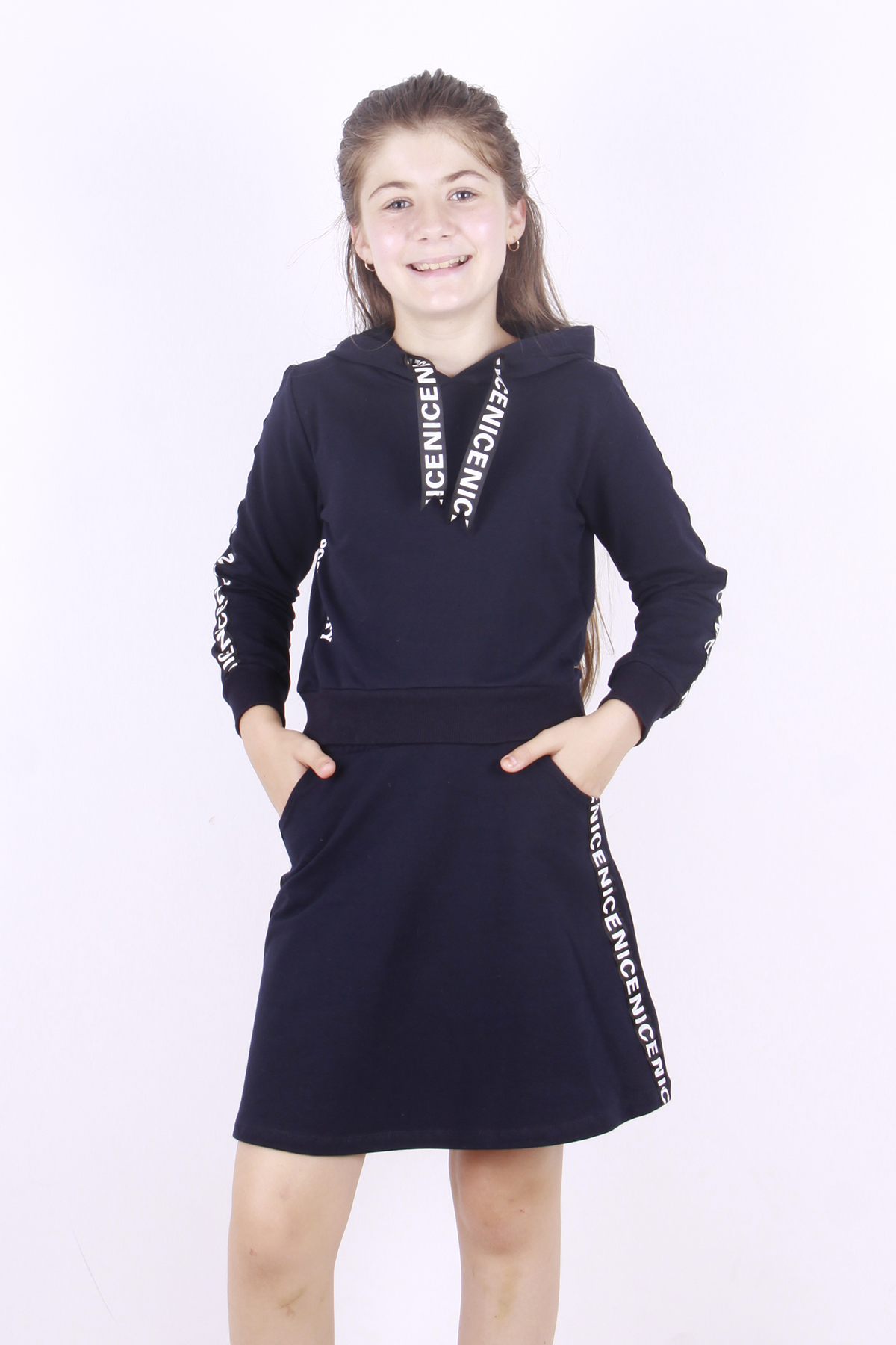 Toontoy Kız Çocuk Nice Şeritli Etekli Takım