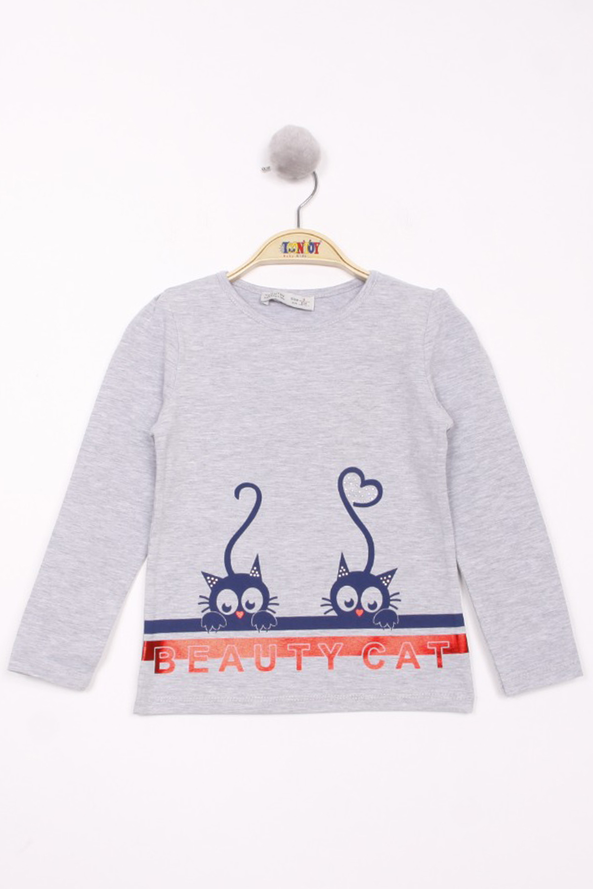 Toontoy Kız Çocuk Kedi Baskılı T-Shirt
