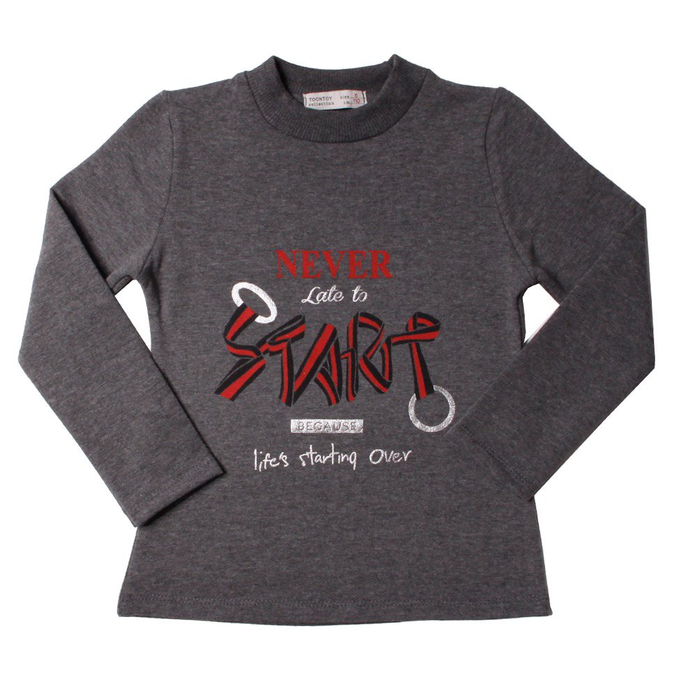 Toontoy Kız Çocuk Sweatshirt Start Varak Baskılı