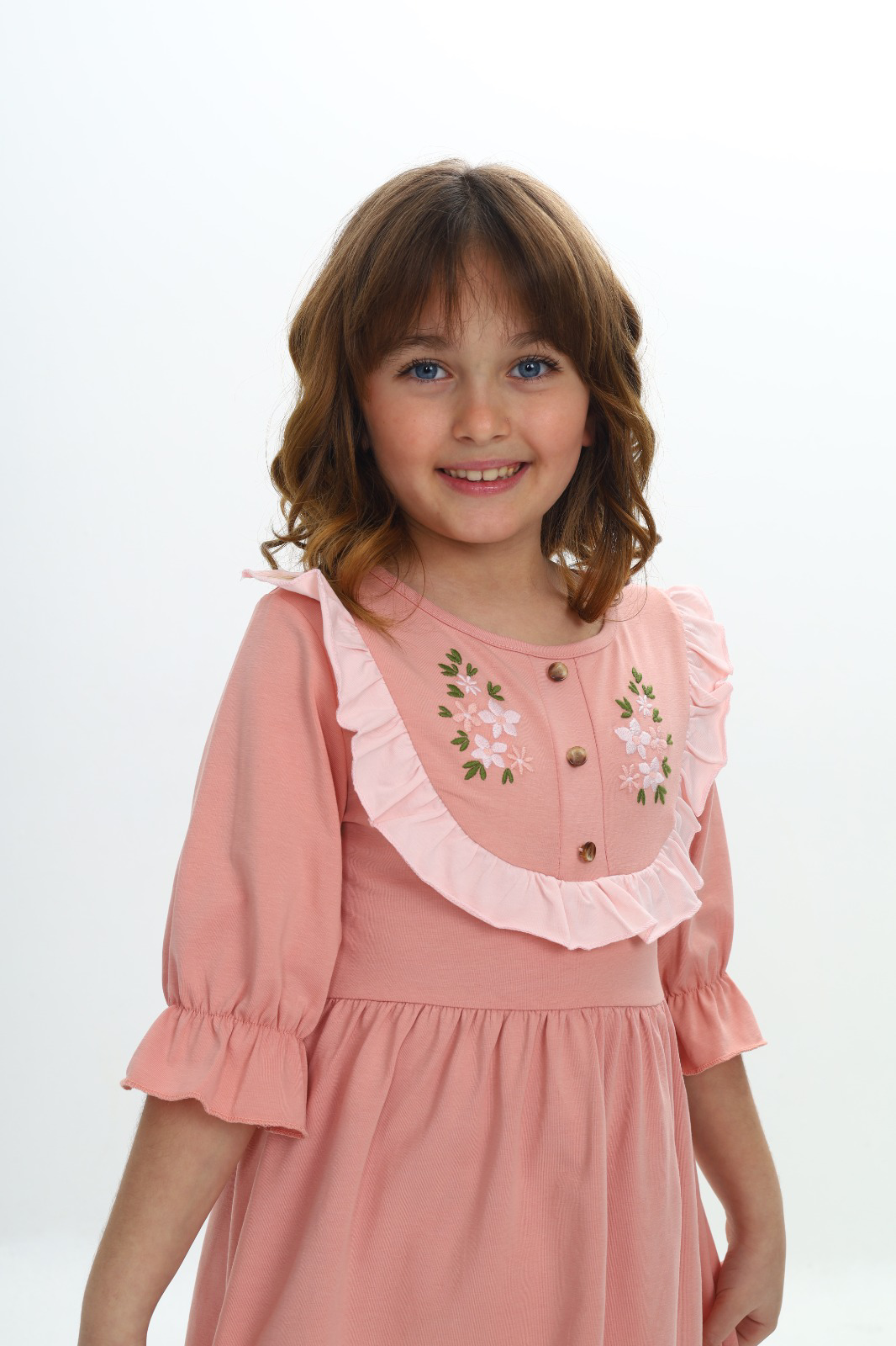 Toontoy Kız Çocuk Nakış Desenli Elbise