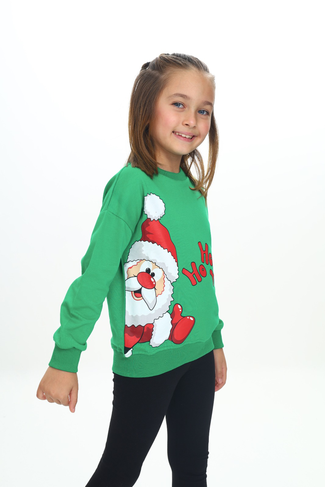 Toontoy Kız Çocuk  Kardan Adam Ho Ho Ho Baskılı Sweatshirt