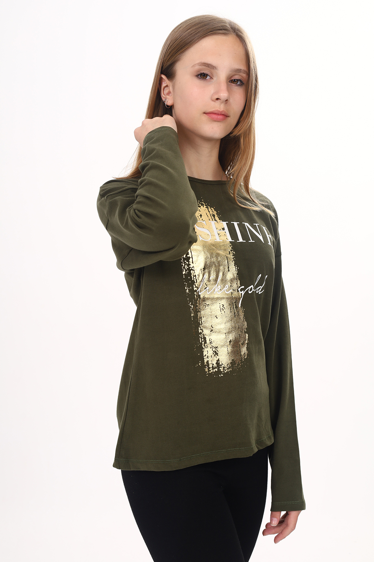 Toontoy Kız Çocuk Sweatshirt Shine Varak Baskılı