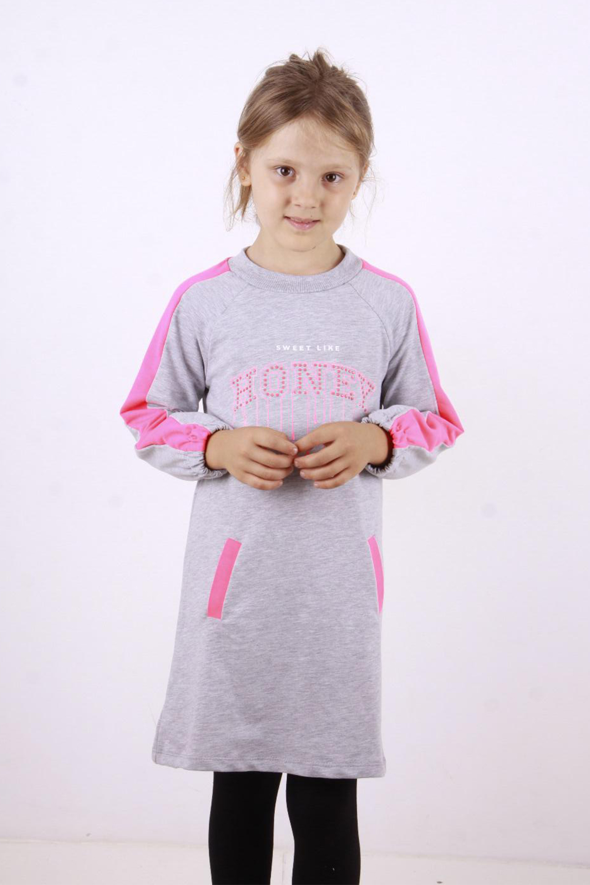 Toontoy Kız Çocuk Honey Baskılı Elbise